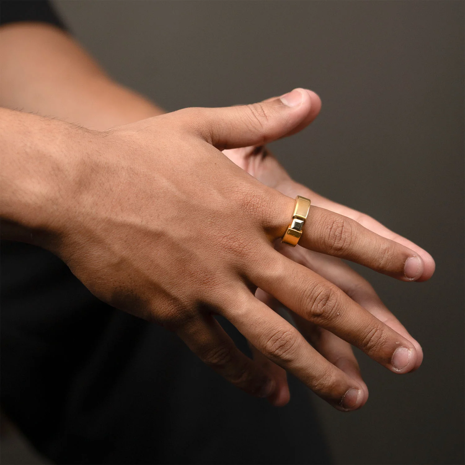 Gold Plated Pure 925 Silver Ring With Pyrite Gem Stone - Image 3