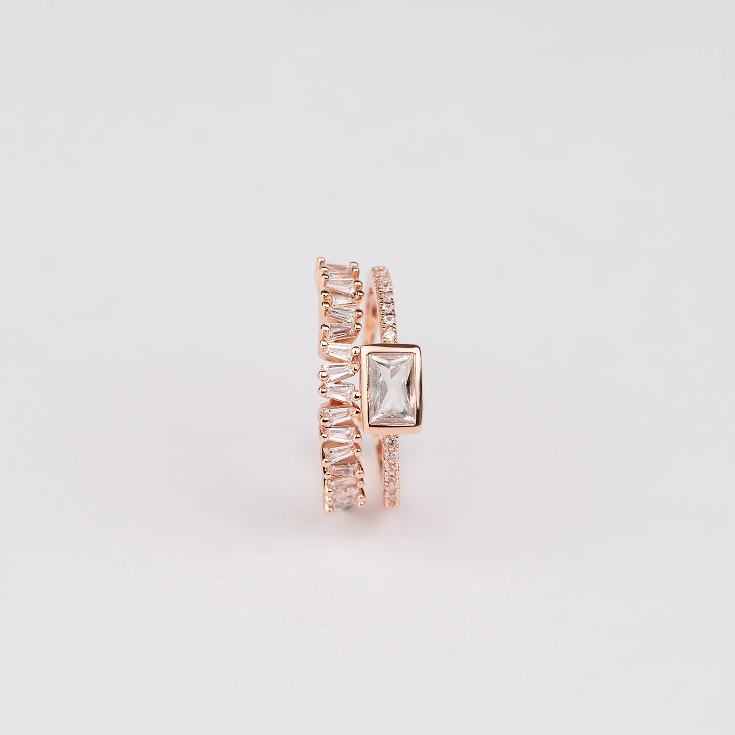 Rose Gold Crystal Adjustable Ring - Image 2