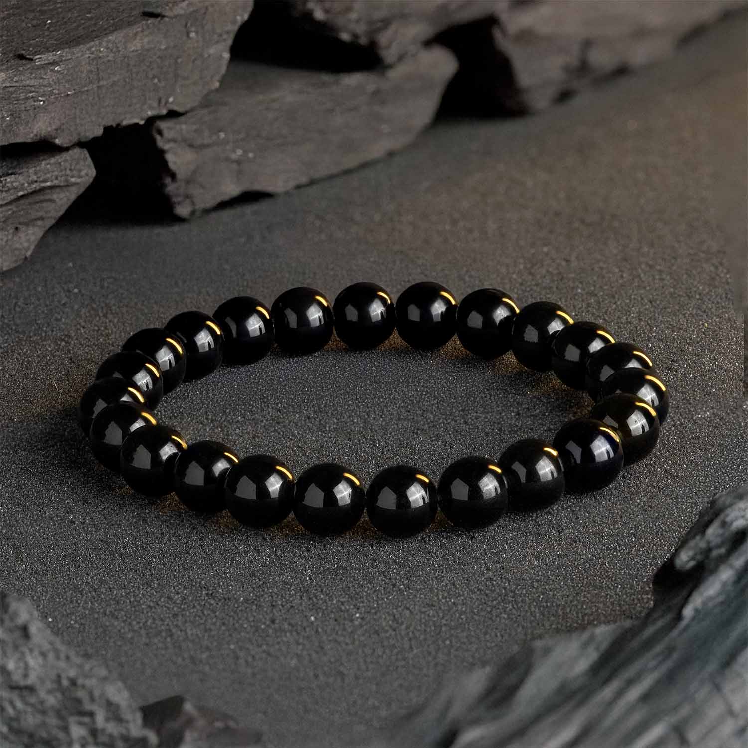 Grounding Black Obsidian Natural Stone Bracelet - Image 10