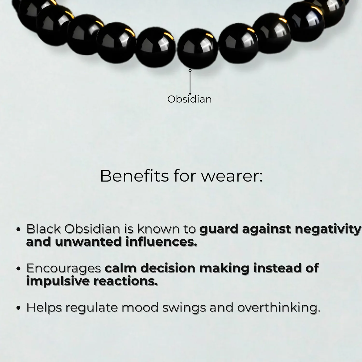 Grounding Black Obsidian Natural Stone Bracelet - Image 11