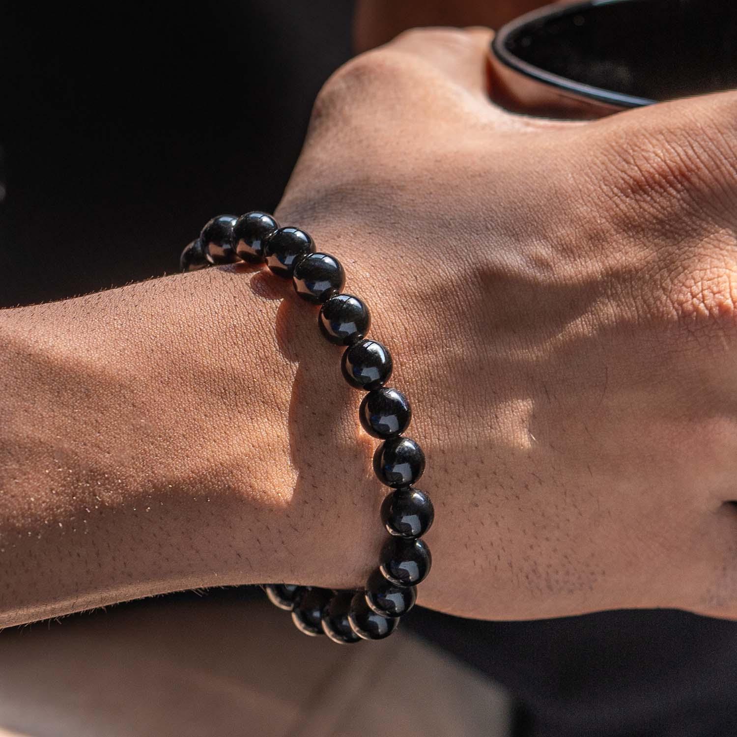 Grounding Black Obsidian Natural Stone Bracelet - Image 3