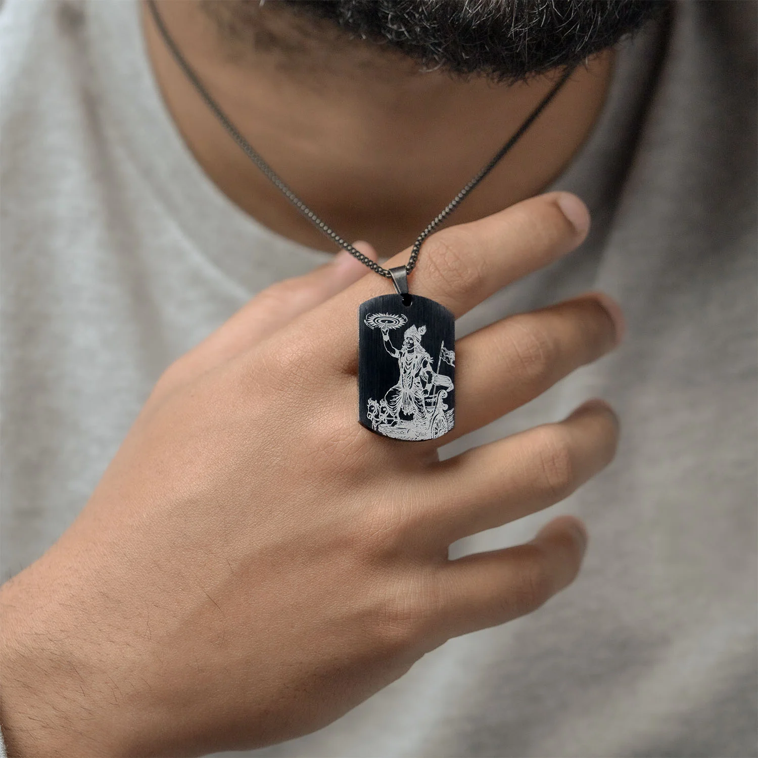 Guiding Krishna Godform Tag Necklace - Image 3