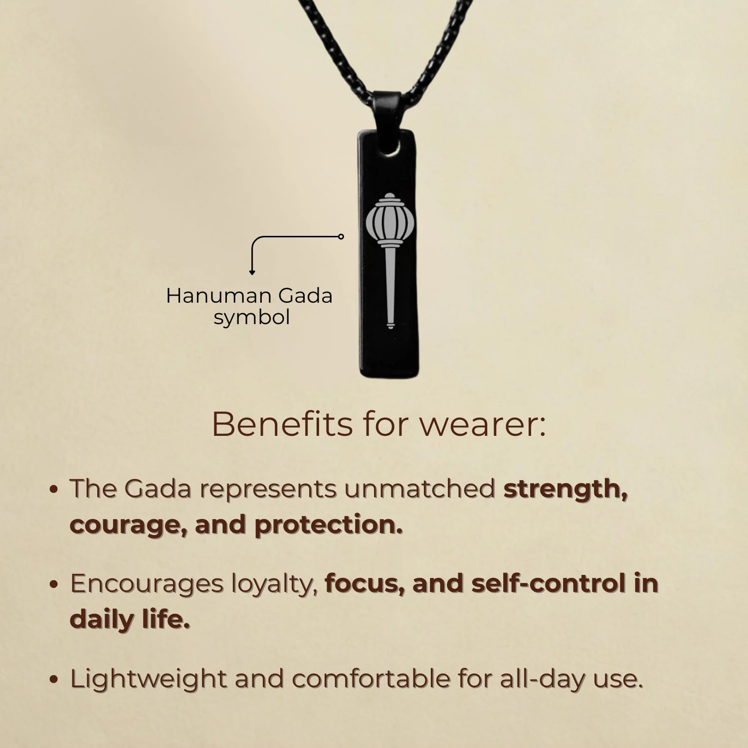 Hanuman Gada Mini Tag Necklace - Image 10