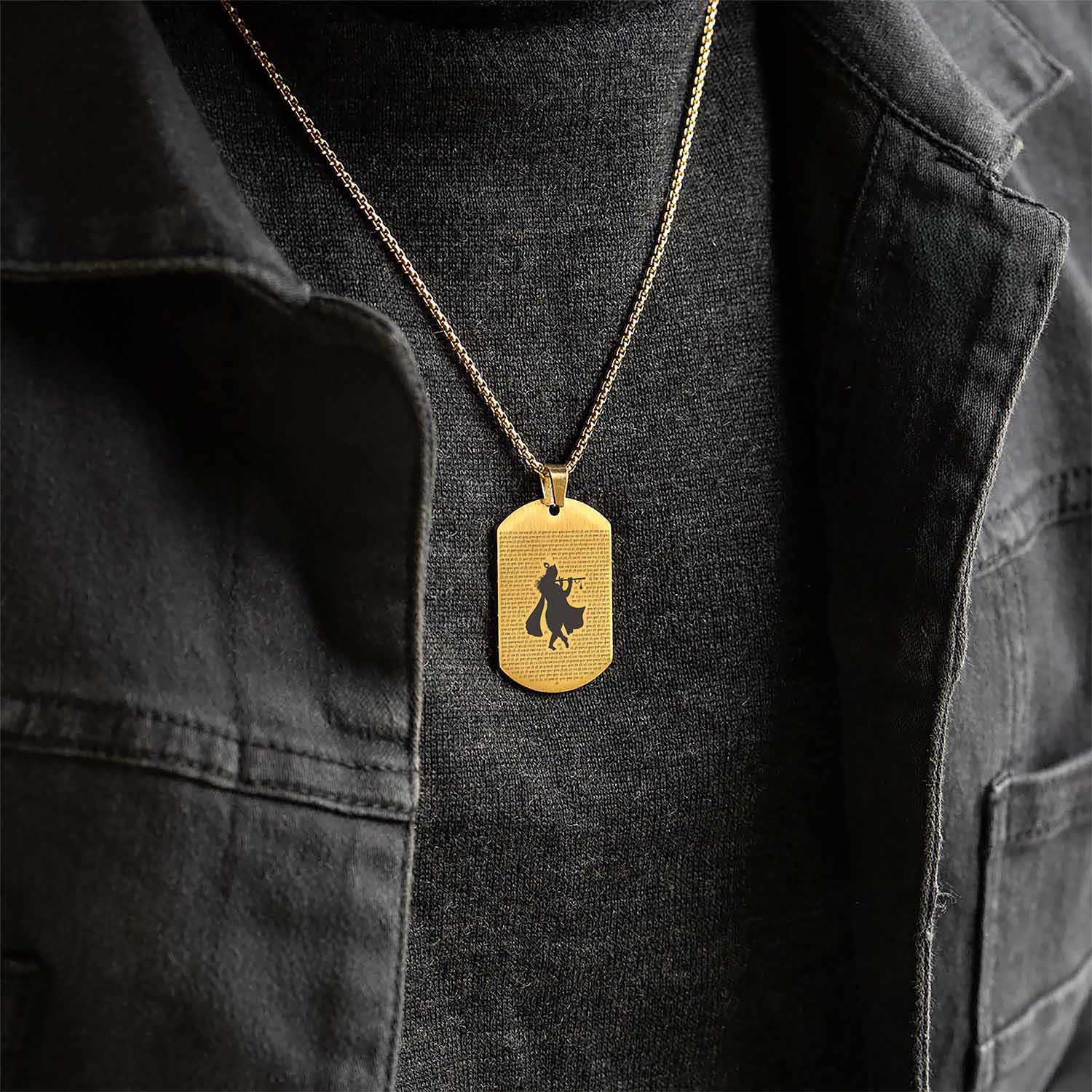 Hare Krishna MicroCarved Tag Necklace - Image 3