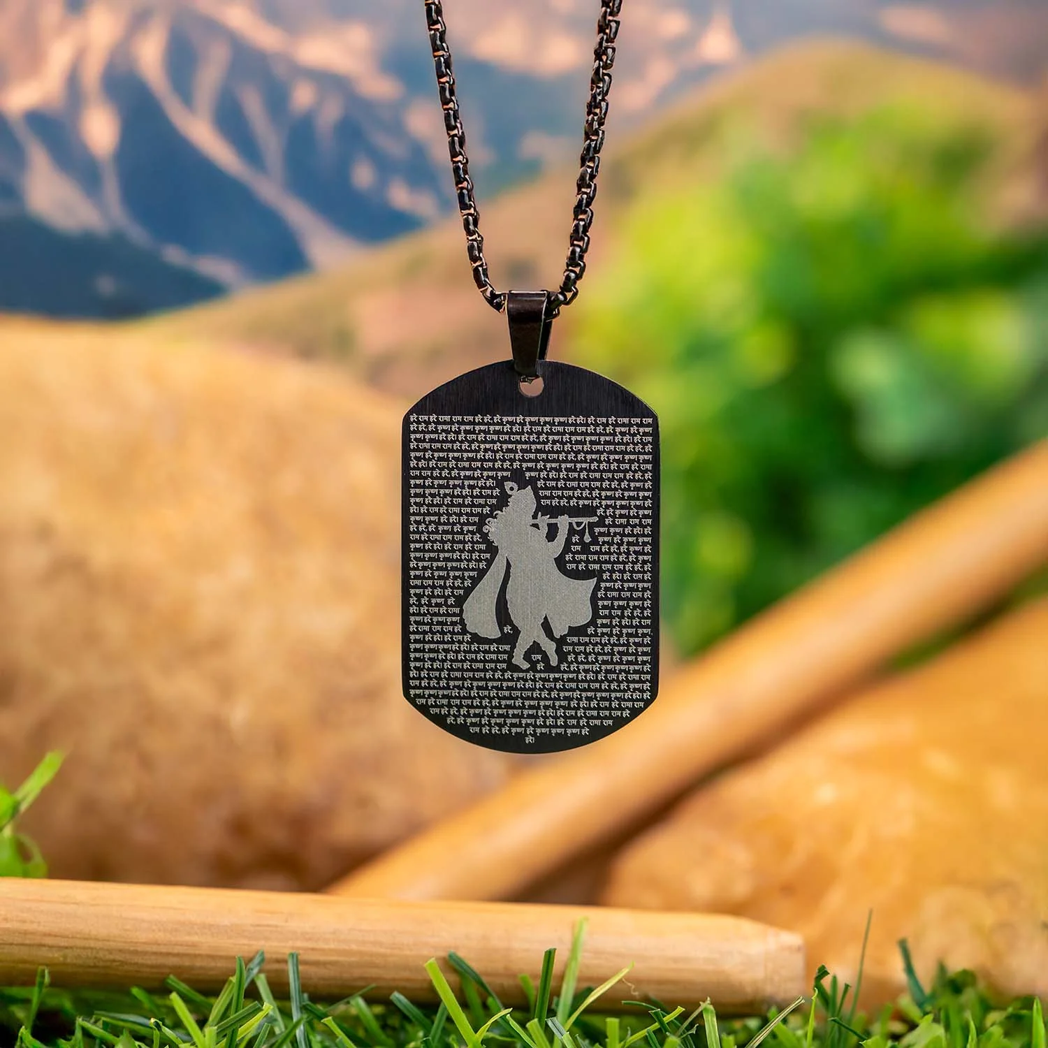 Hare Krishna MicroCarved Tag Necklace - Image 9
