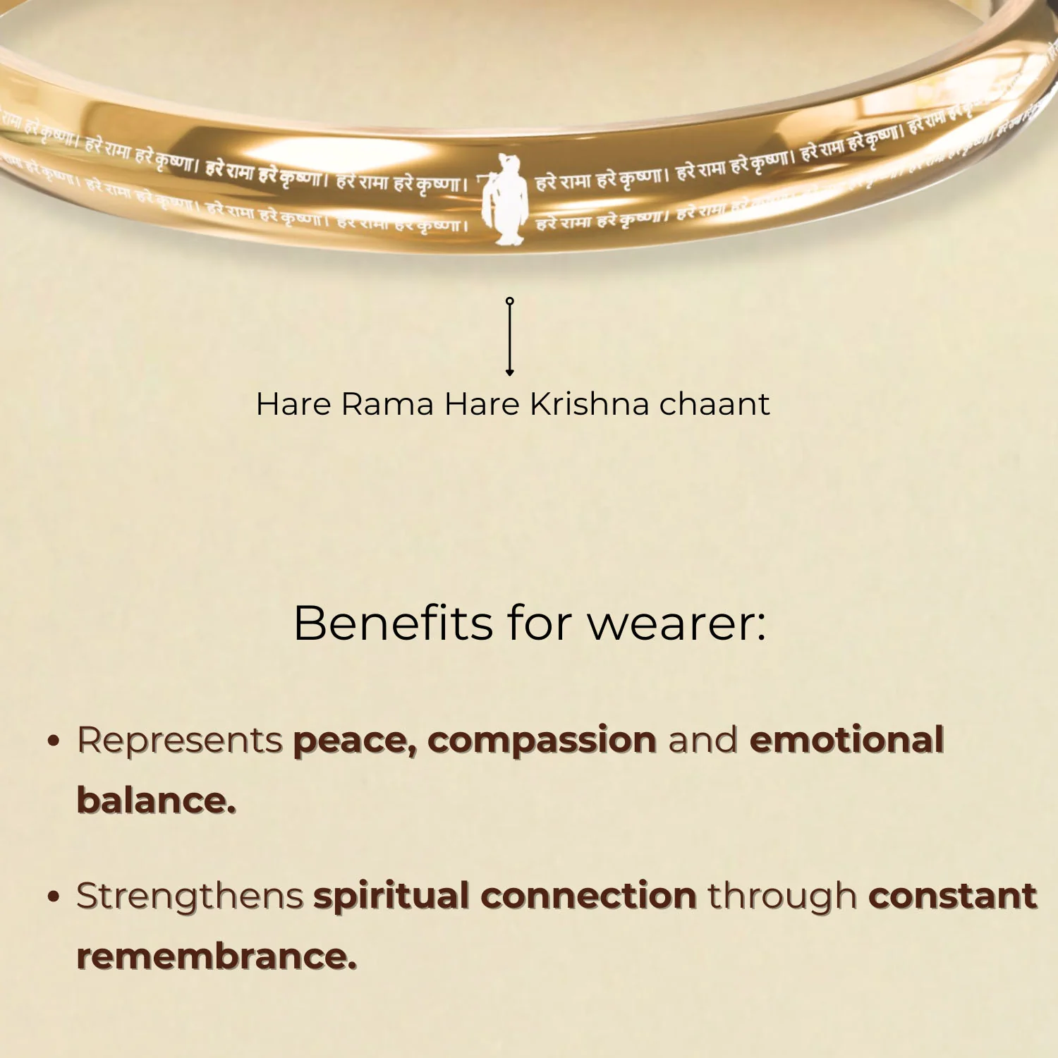 Hare Rama Hare Krishna MicroCarved Round Curved Kada - Image 10