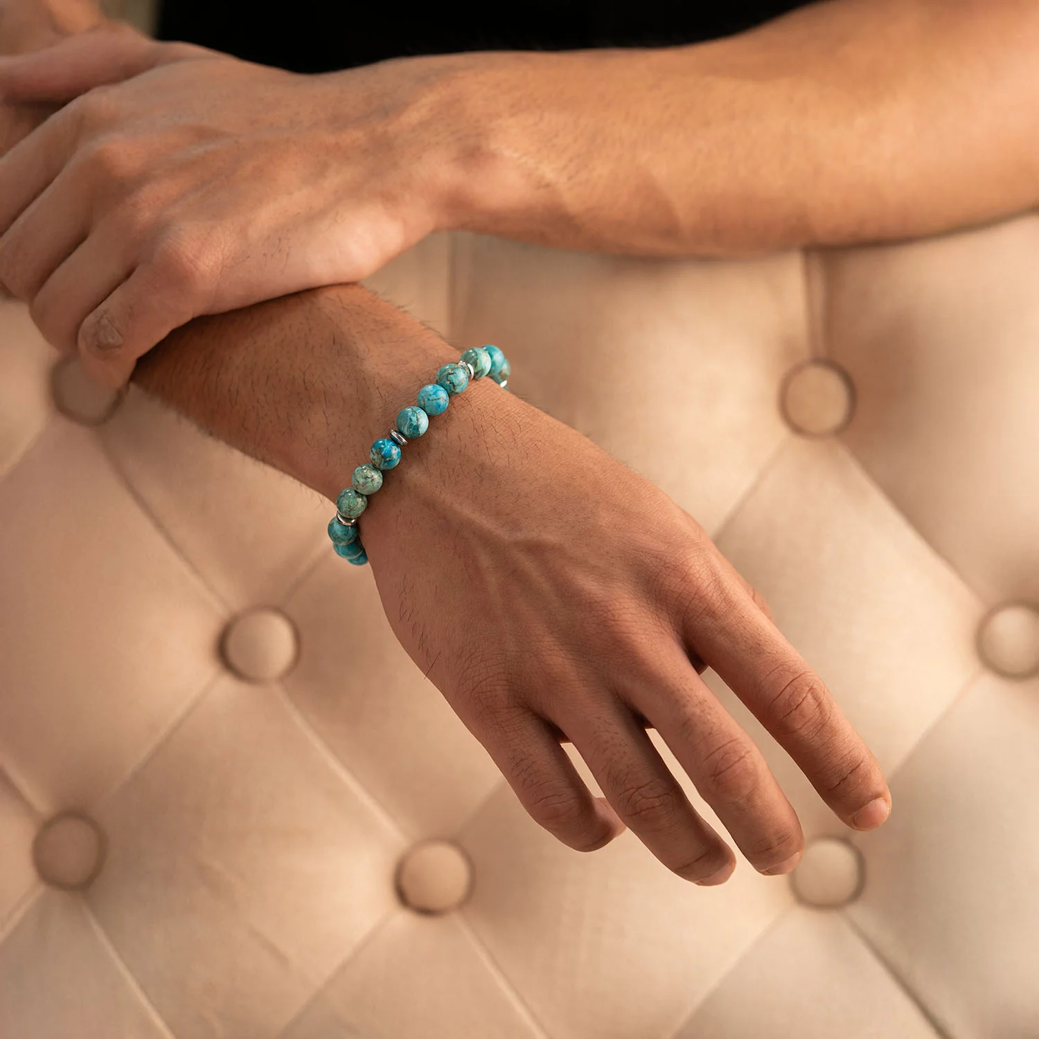 Harmony African Turquoise Natural Stone Bracelet - Image 3