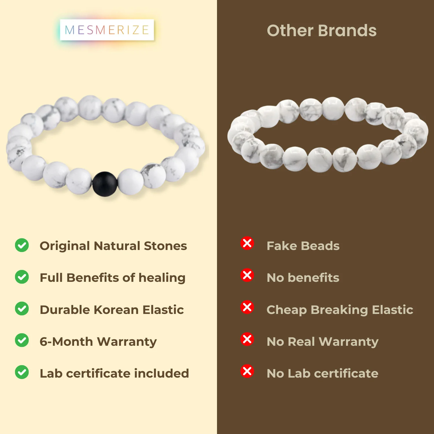 Poise Howlite and Black Onyx Elastic Bracelet - Image 6