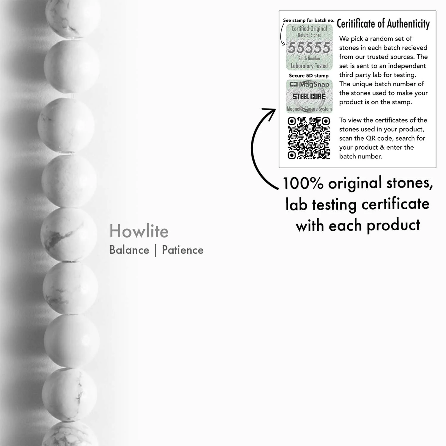 Poise Howlite Natural Stone Elastic Bracelet - Image 4