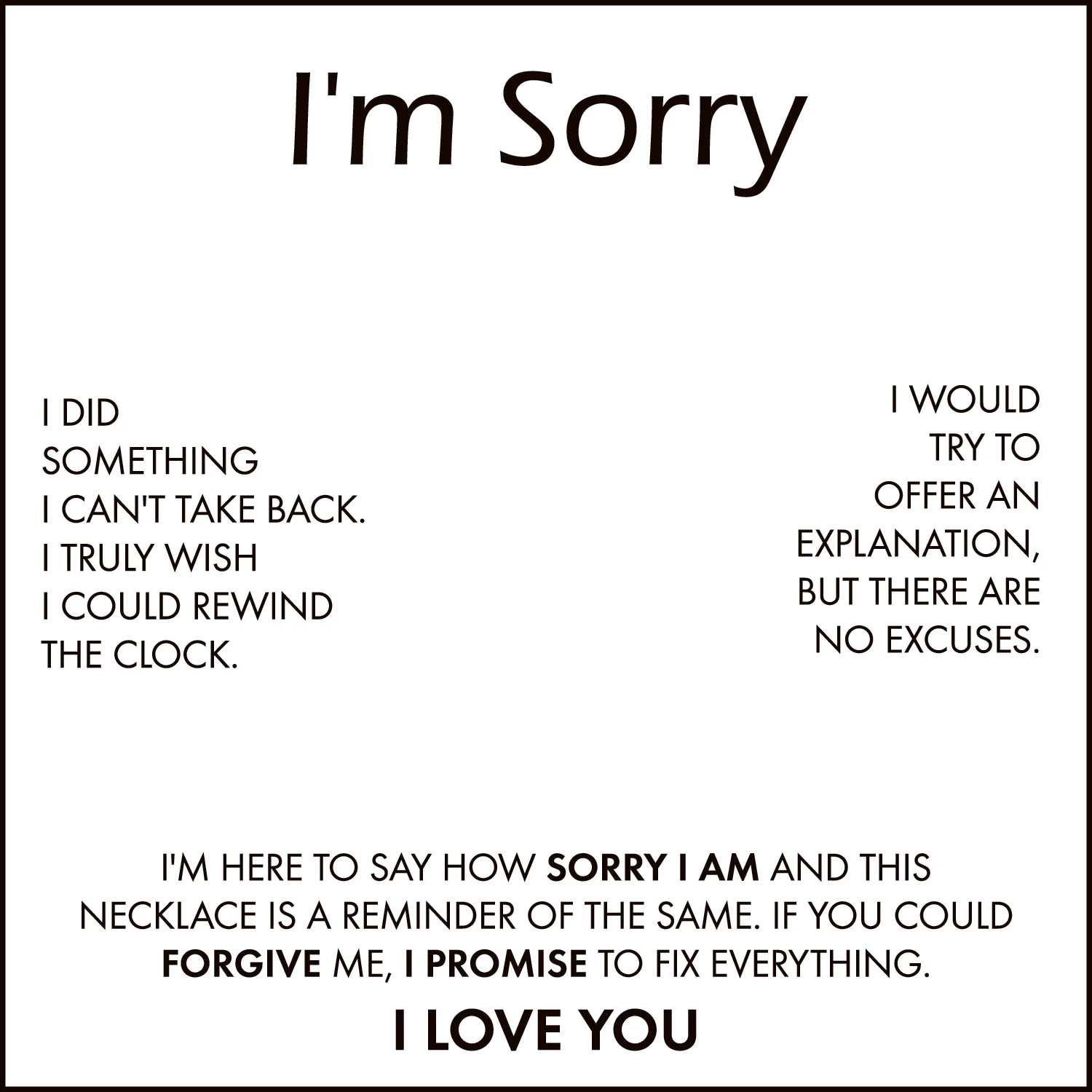 I Am Sorry Card With Necklace For Women - Image 3