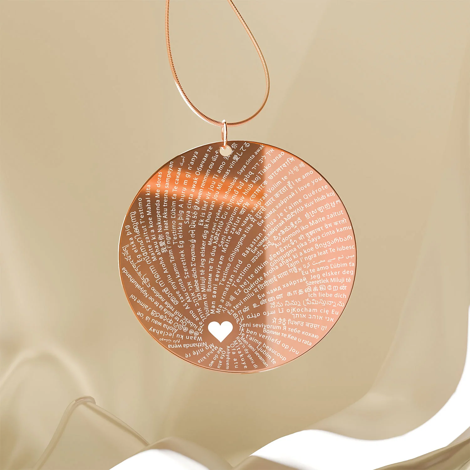 I Love You In 120 Languages Circle Necklace - Image 3