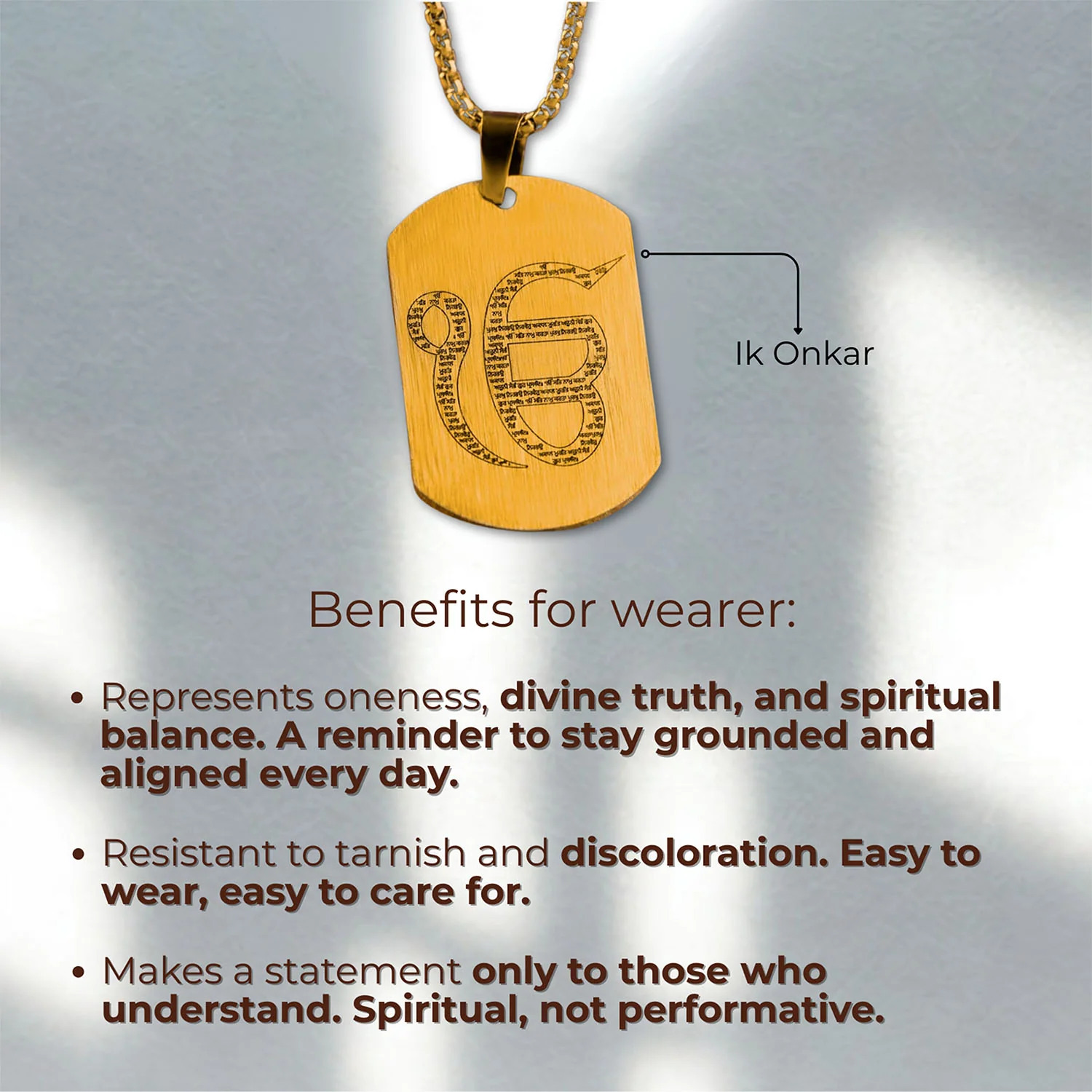 Ik Onkar MicroCarved Tag Necklace - Image 9