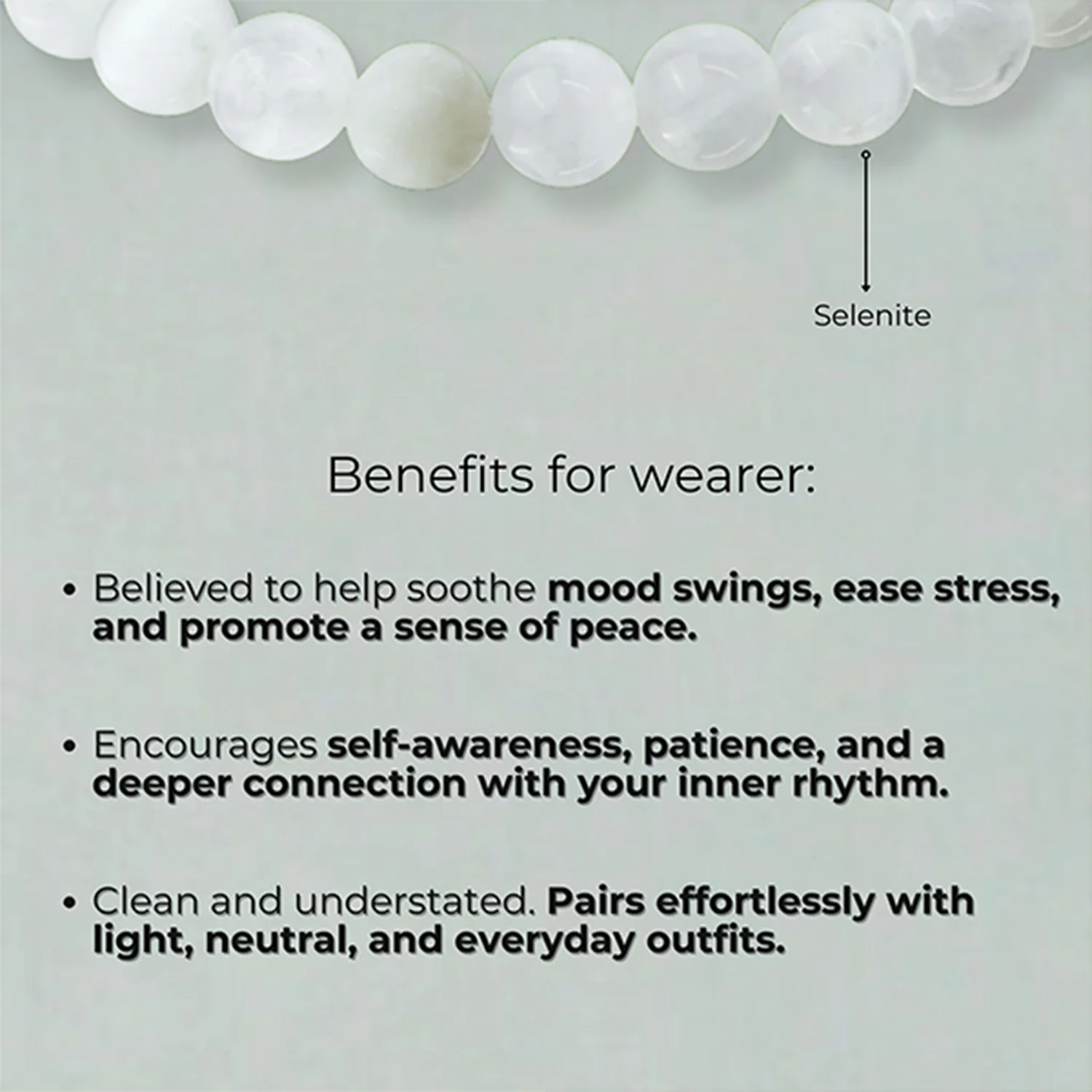 Inner Peace Selenite Natural Stone Bracelet - Image 2
