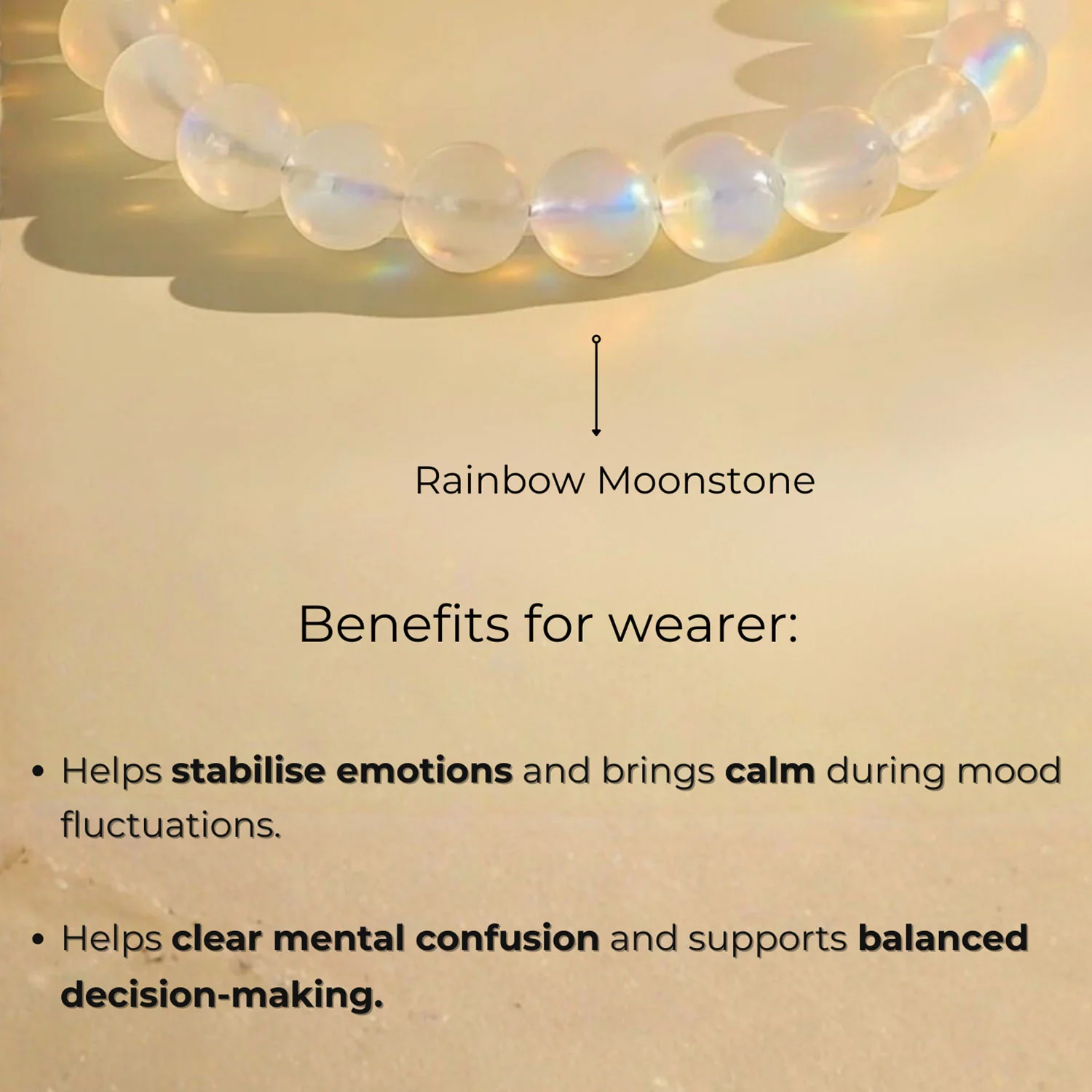 Intuitive Rainbow Moonstone Natural Stone Bracelet With MagSnap 3 - Image 2