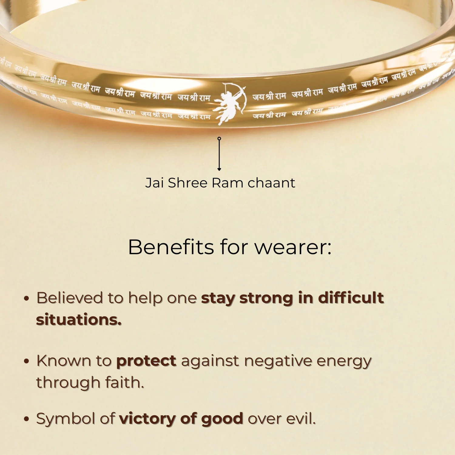 Jai Shree Ram MicroCarved Round Curved Kada - Image 18