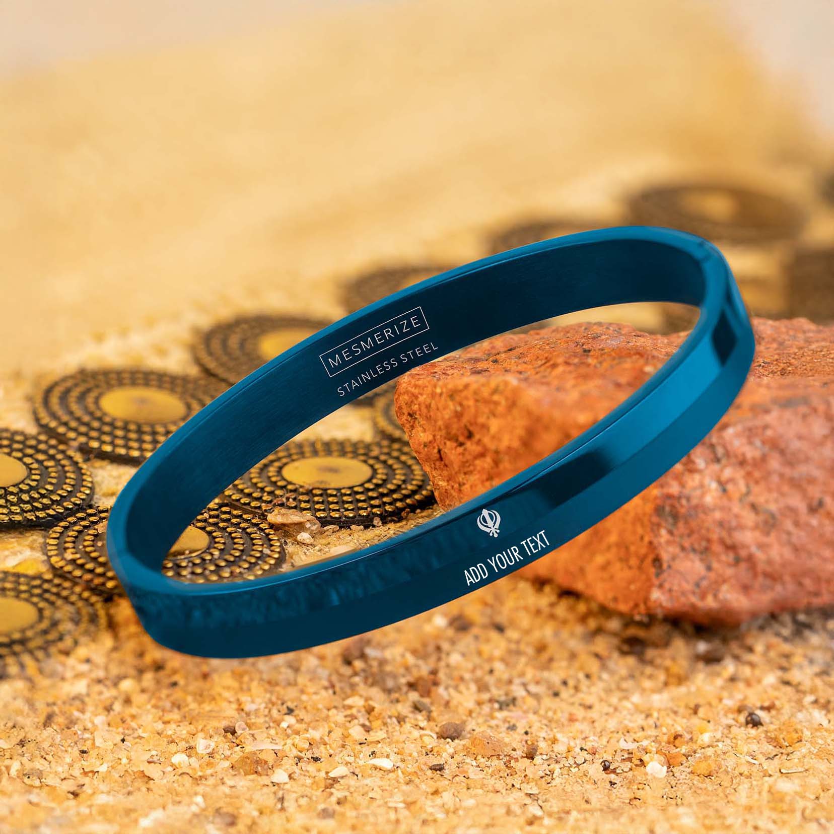 Khanda Dual Finish Oval Kada Bracelet - Image 43