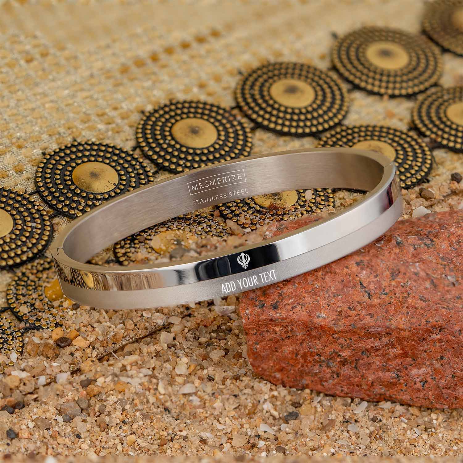 Khanda Dual Finish Oval Kada Bracelet - Image 7