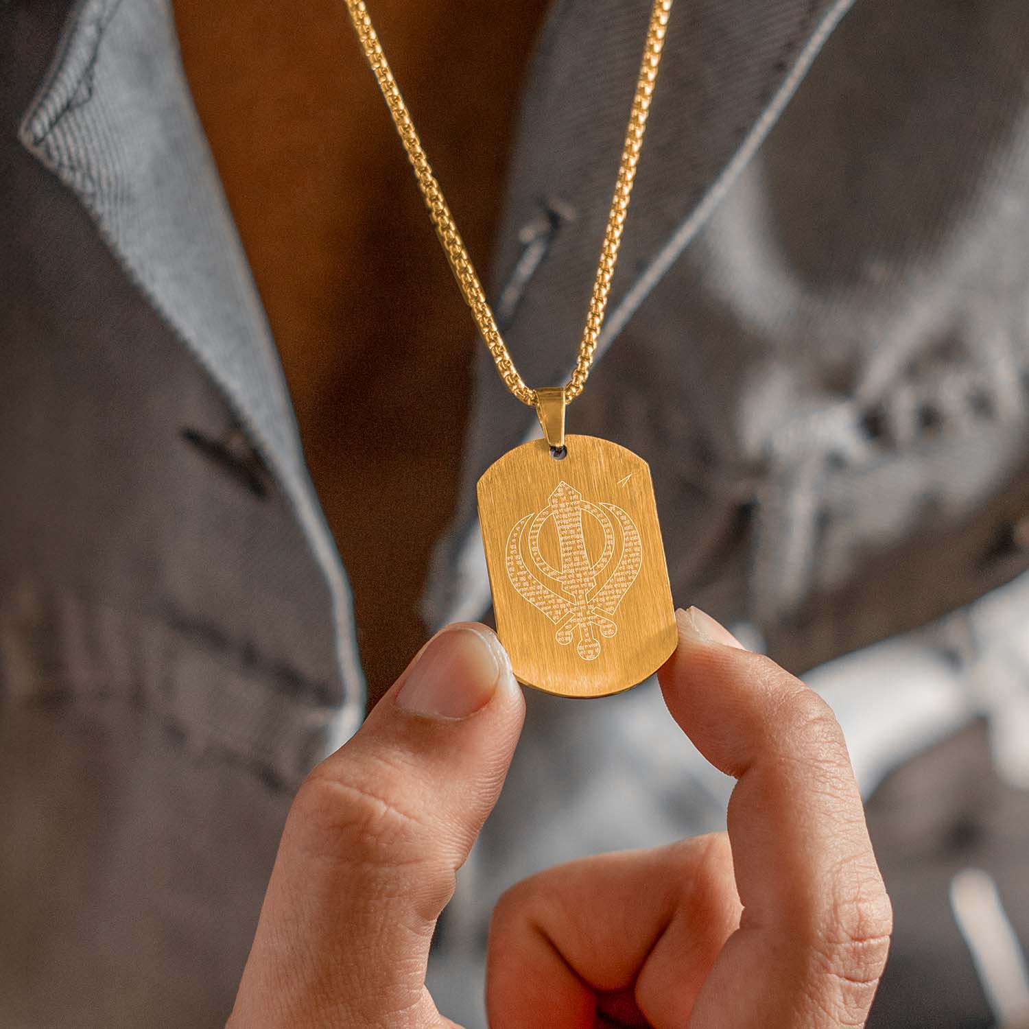 Khanda MicroCarved Tag Necklace - Image 10