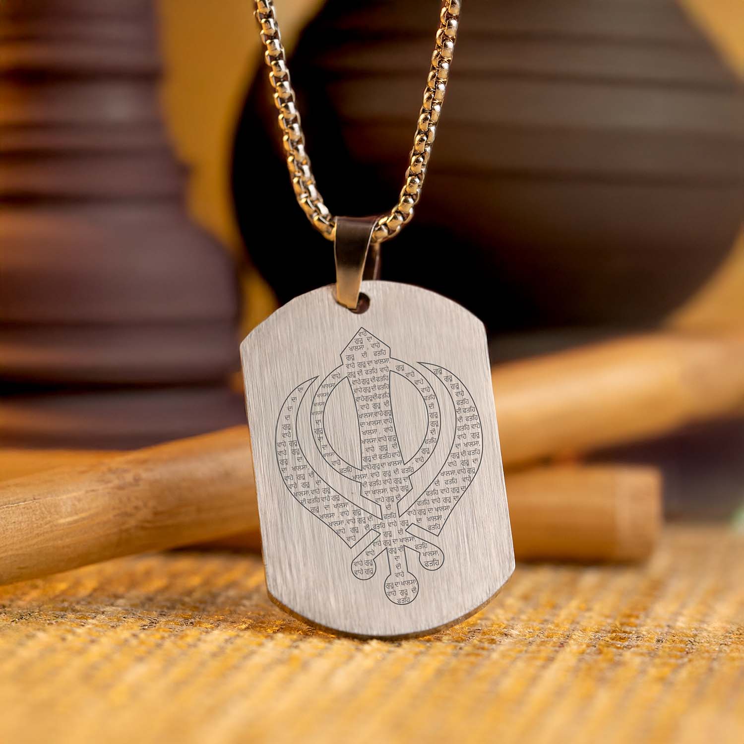Khanda MicroCarved Tag Necklace - Image 15