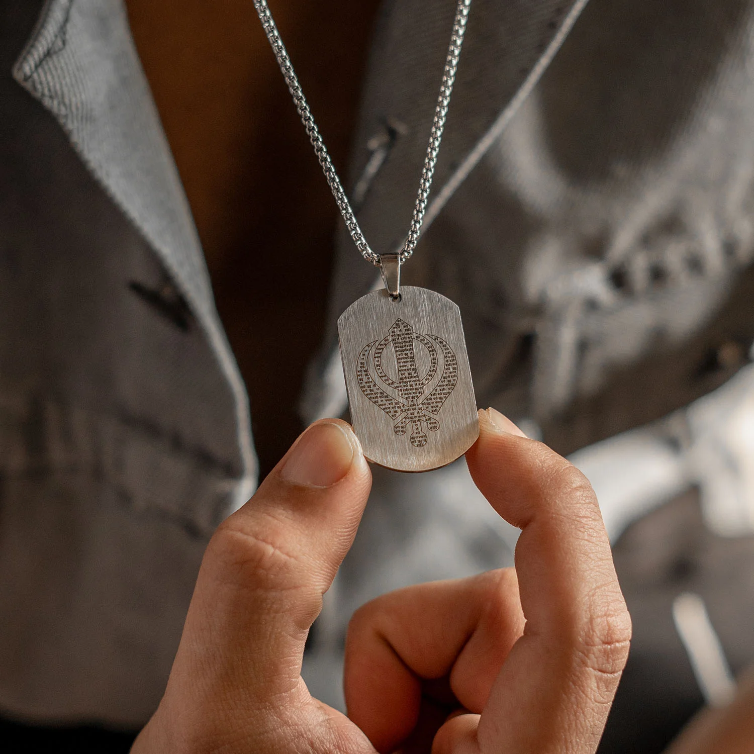 Khanda MicroCarved Tag Necklace - Image 17