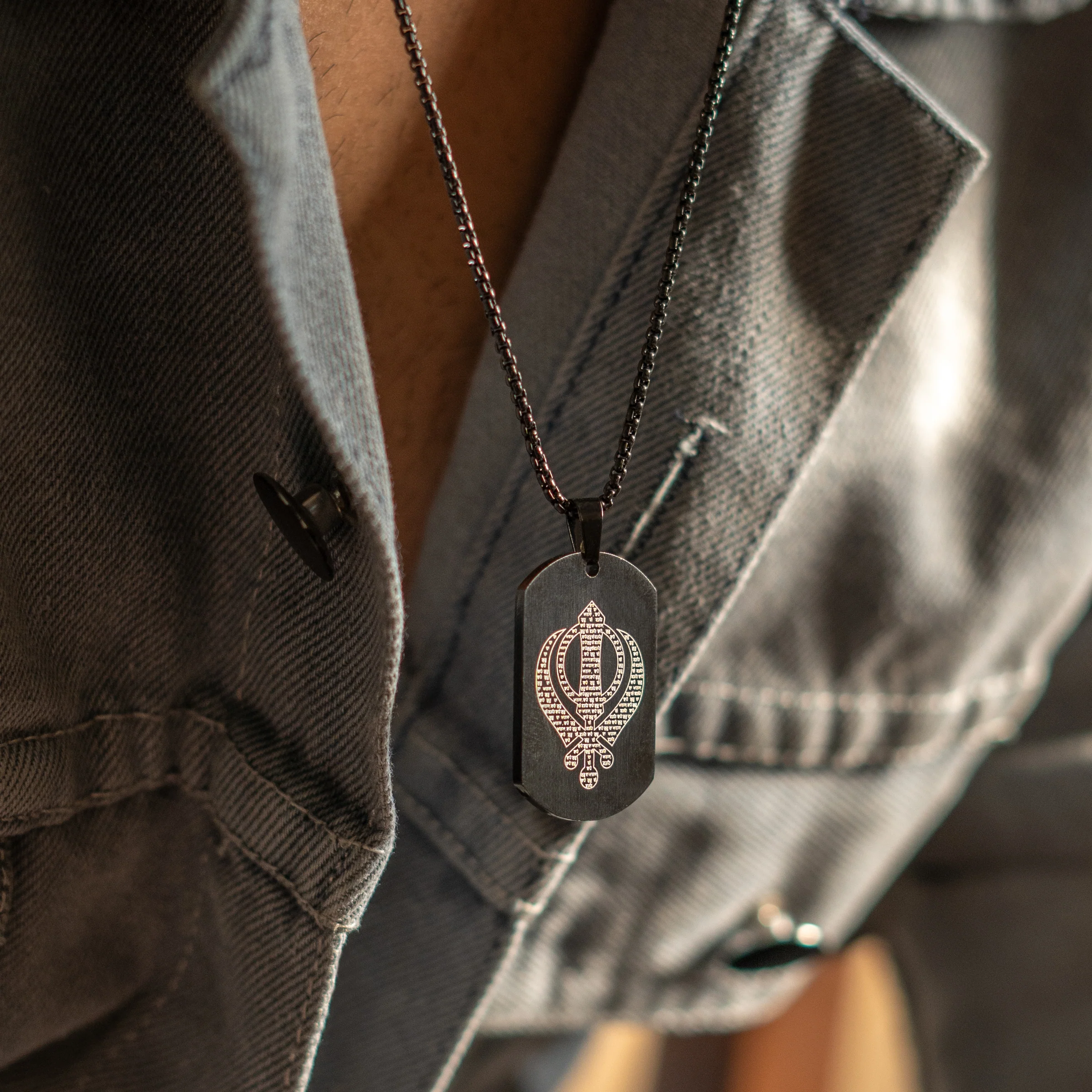 Khanda MicroCarved Tag Necklace - Image 3