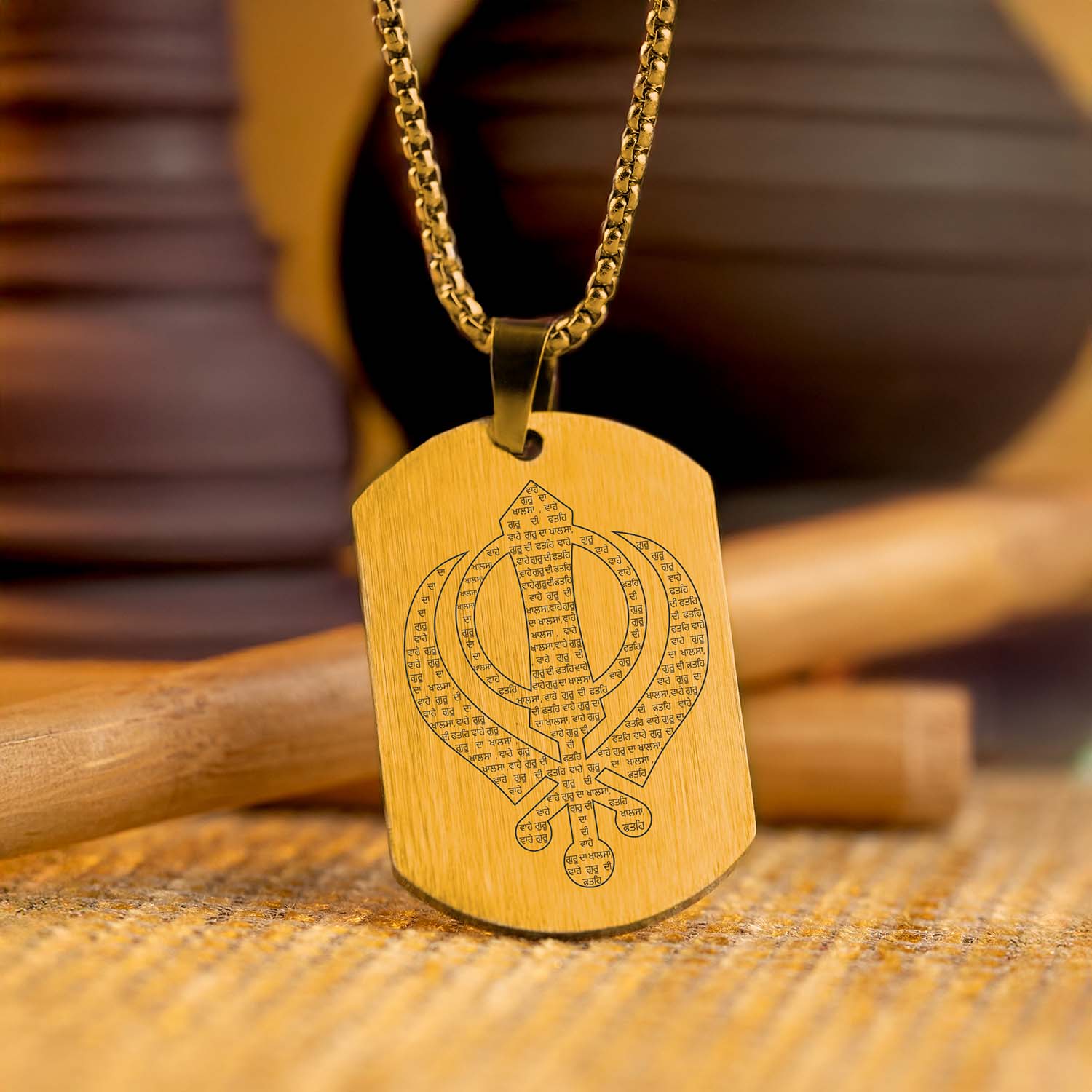 Khanda MicroCarved Tag Necklace - Image 8