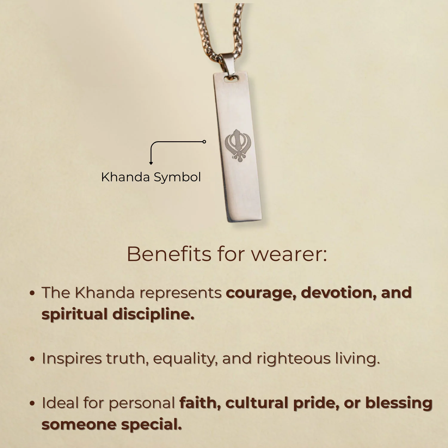 Khanda Spiritual Mini Tag Necklace - Image 10