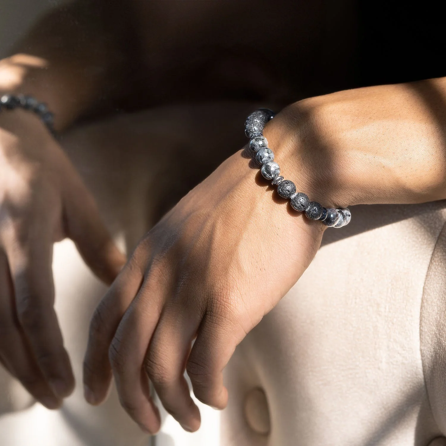 Lava and Larvikite Natural Stone Bracelet with MagSnap 2 - Image 2