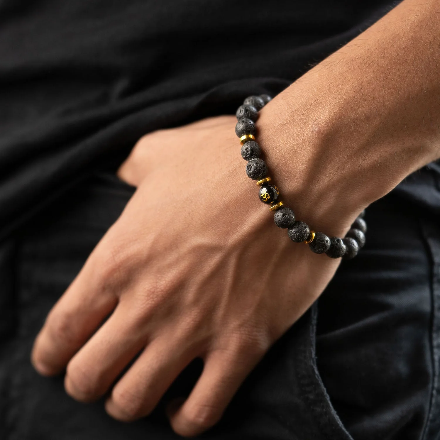 Divine Lava Natural Stone Om Bracelet with MagSnap 2 - Image 2