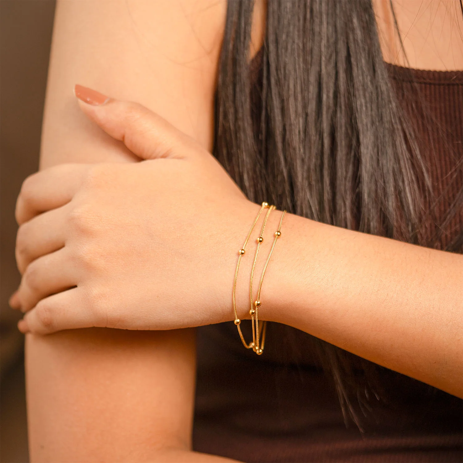Liora Gold Layered Adjustable Bracelet - Image 2