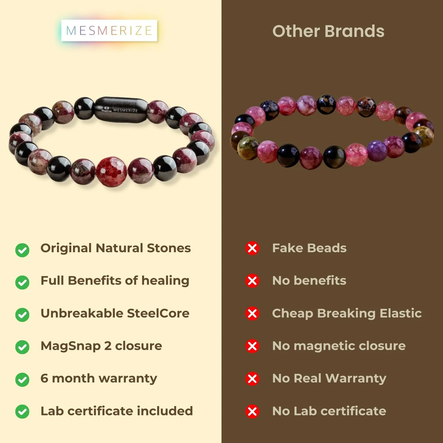 Luminous Pink Tourmoline & Ruby Natural Stone Bracelet With MagSnap2 - Image 6