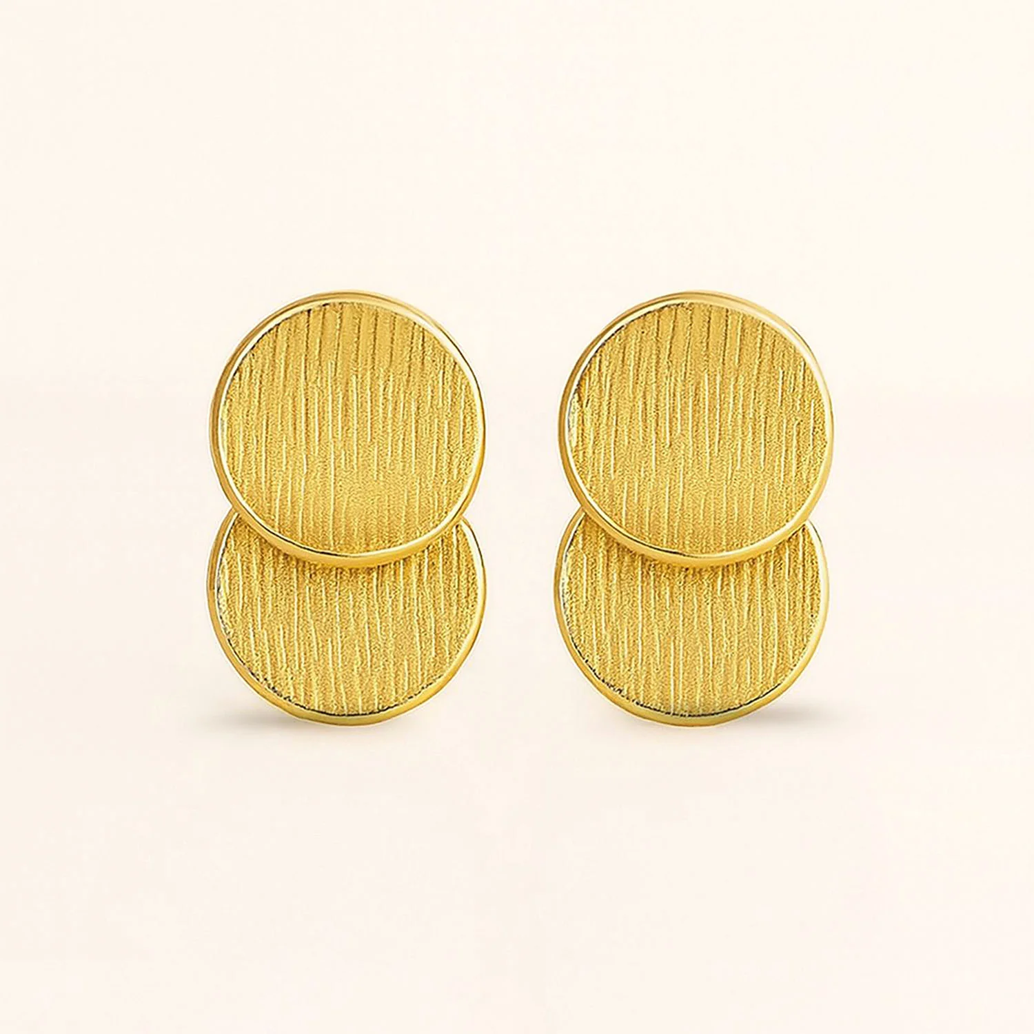 Luna Eclipse Textured 18k Gold Stud Earrings - Image 3