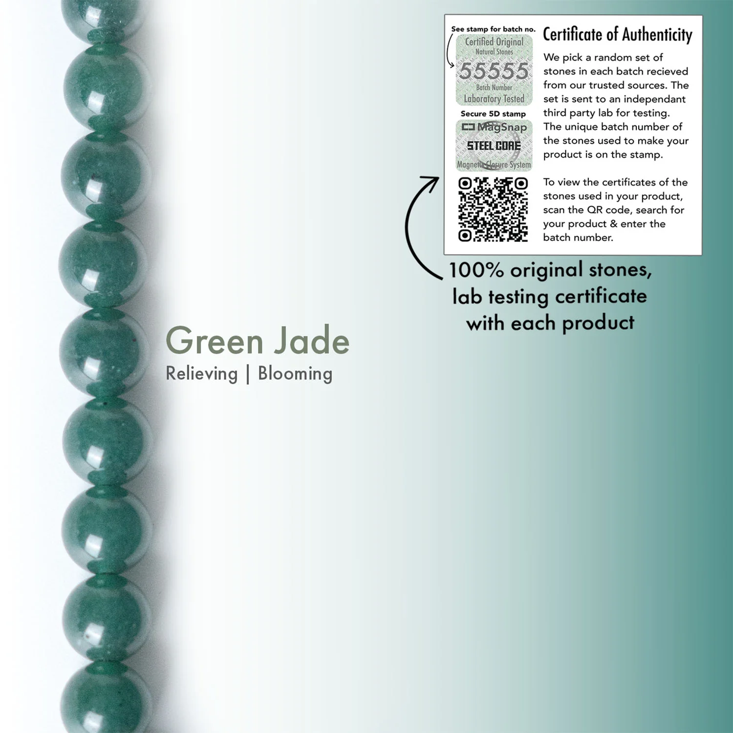 Lush Green Jade Natural Stone Bracelet with MagSnap2 - Image 4