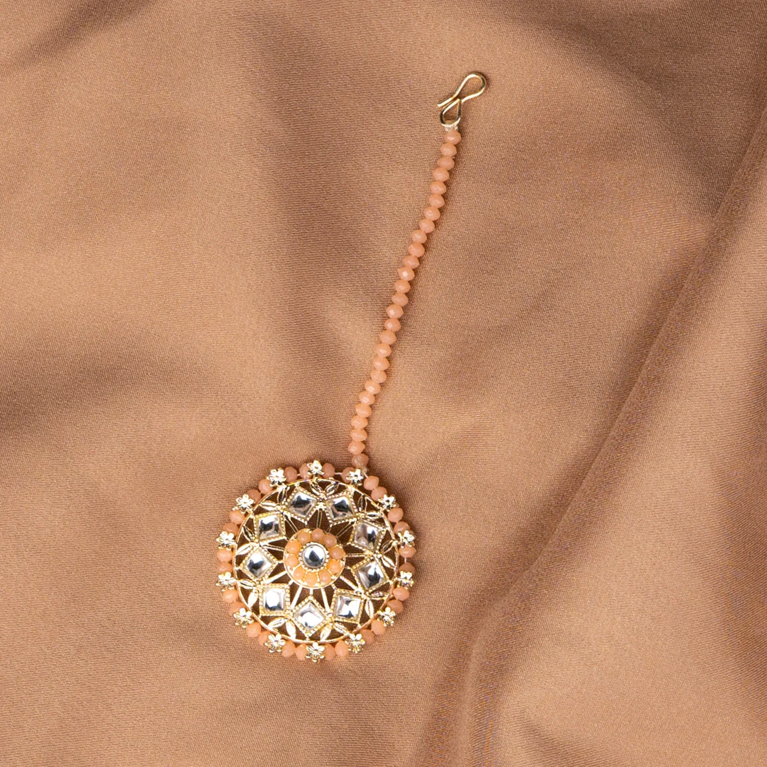 Dia Peach Kundan Maangtika - Image 2
