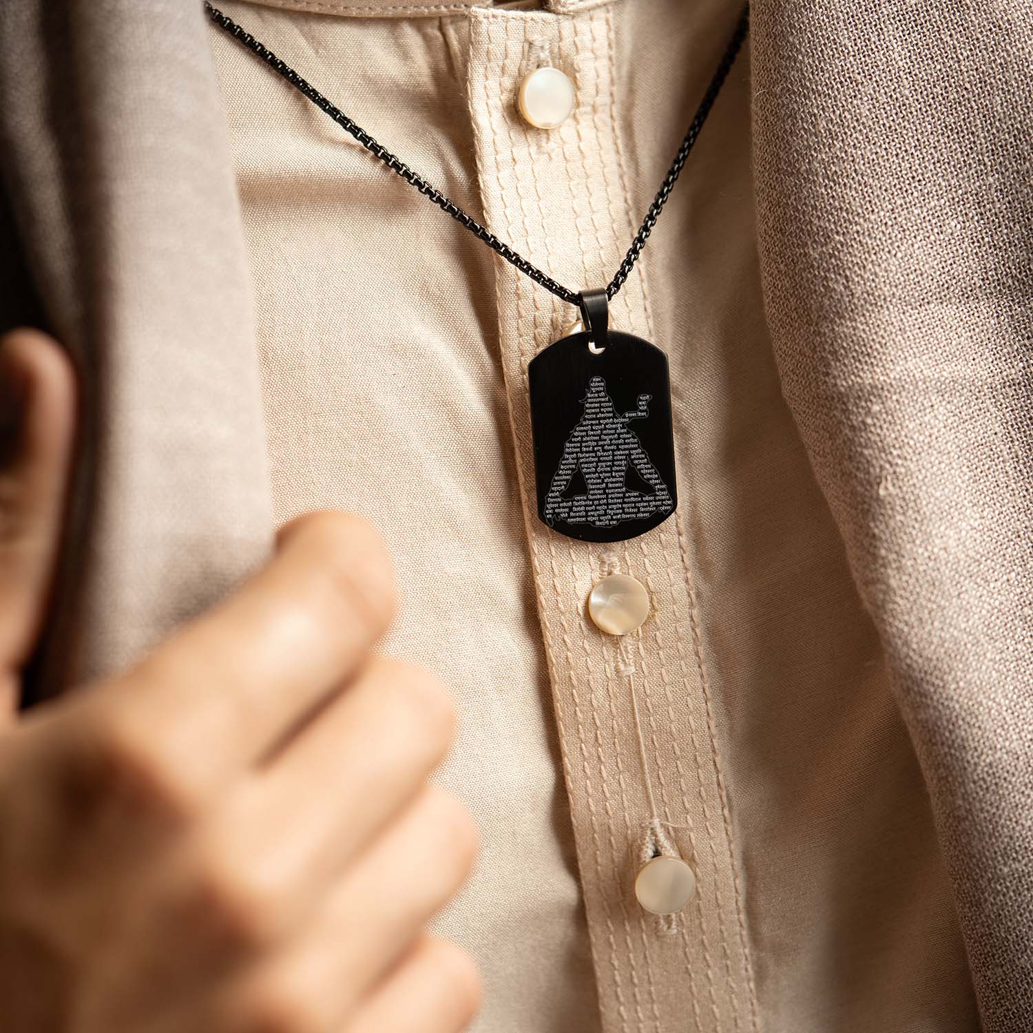 Mahadev 108 Names Jyotirling MicroCarved Tag Necklace - Image 3