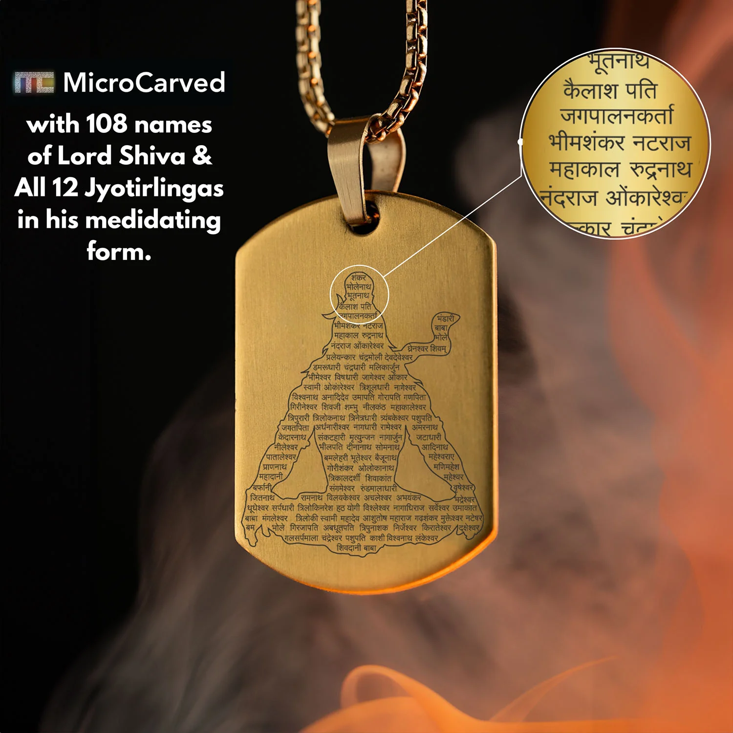 Mahadev 108 Names Jyotirling MicroCarved Tag Necklace - Image 9