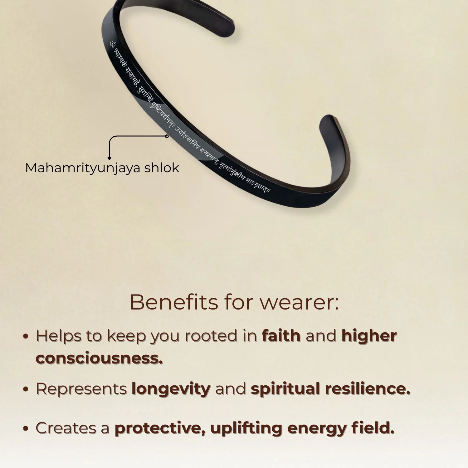 Mahamrityunjaya Mantra Gloss Cuff Adjustable Bracelet - Image 18