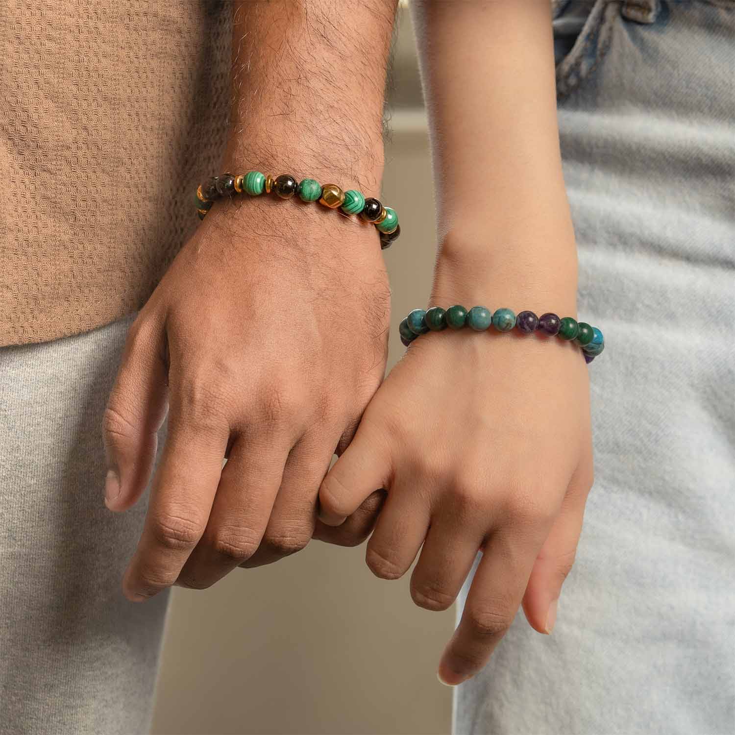 Malachite Natural Stone Couple Bracelets with Magsnap 2 - Image 2
