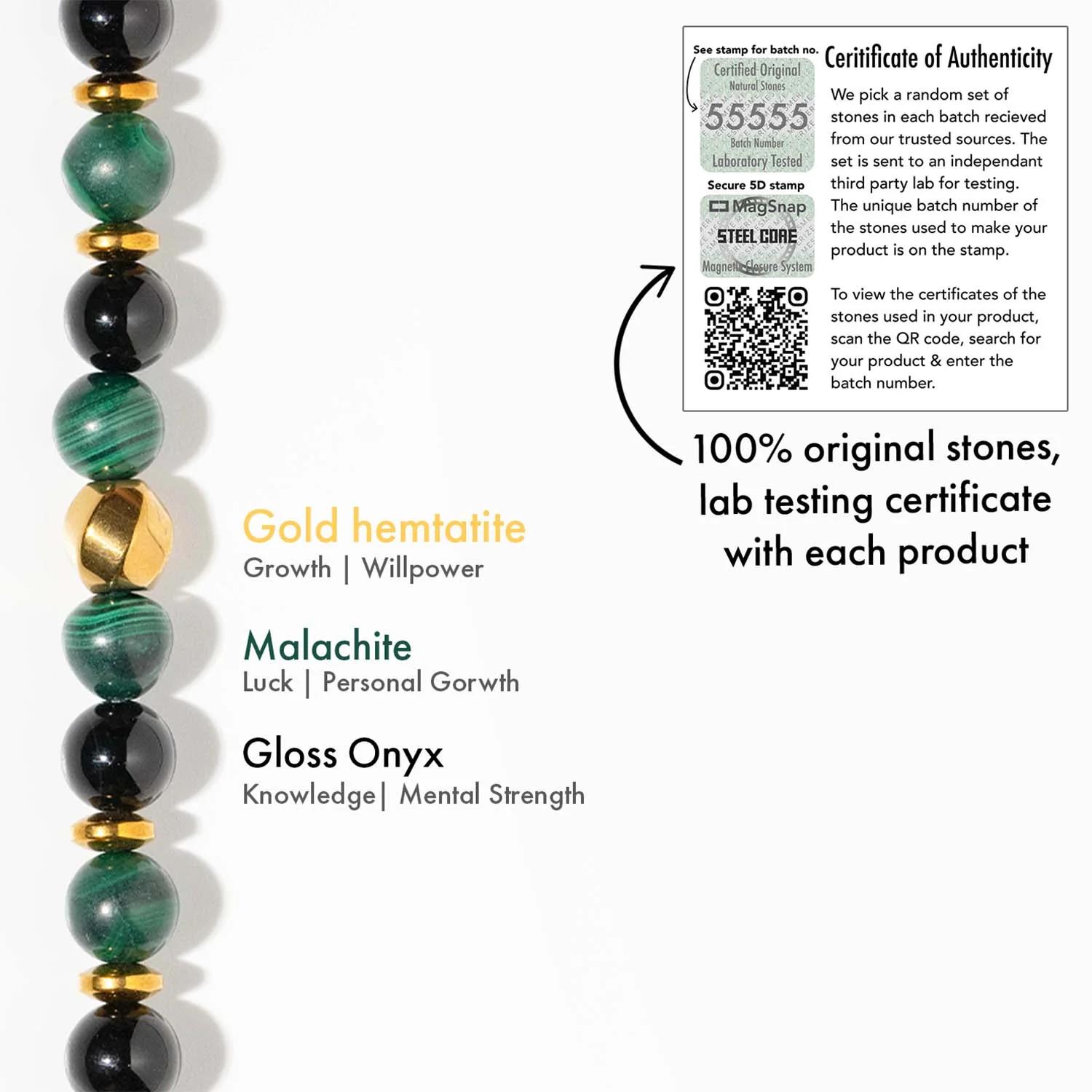 Malachite Natural Stone Couple Bracelets with Magsnap 2 - Image 4