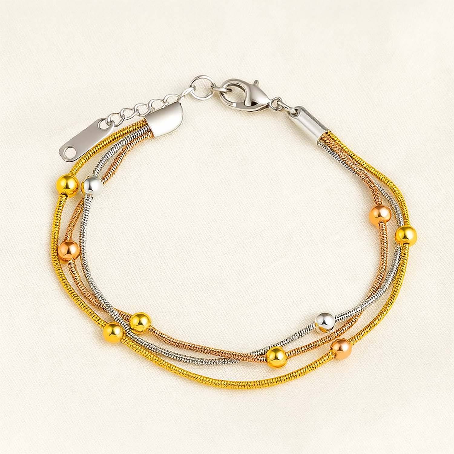 Marina Tri-colour Layered Adjustable Bracelet - Image 3
