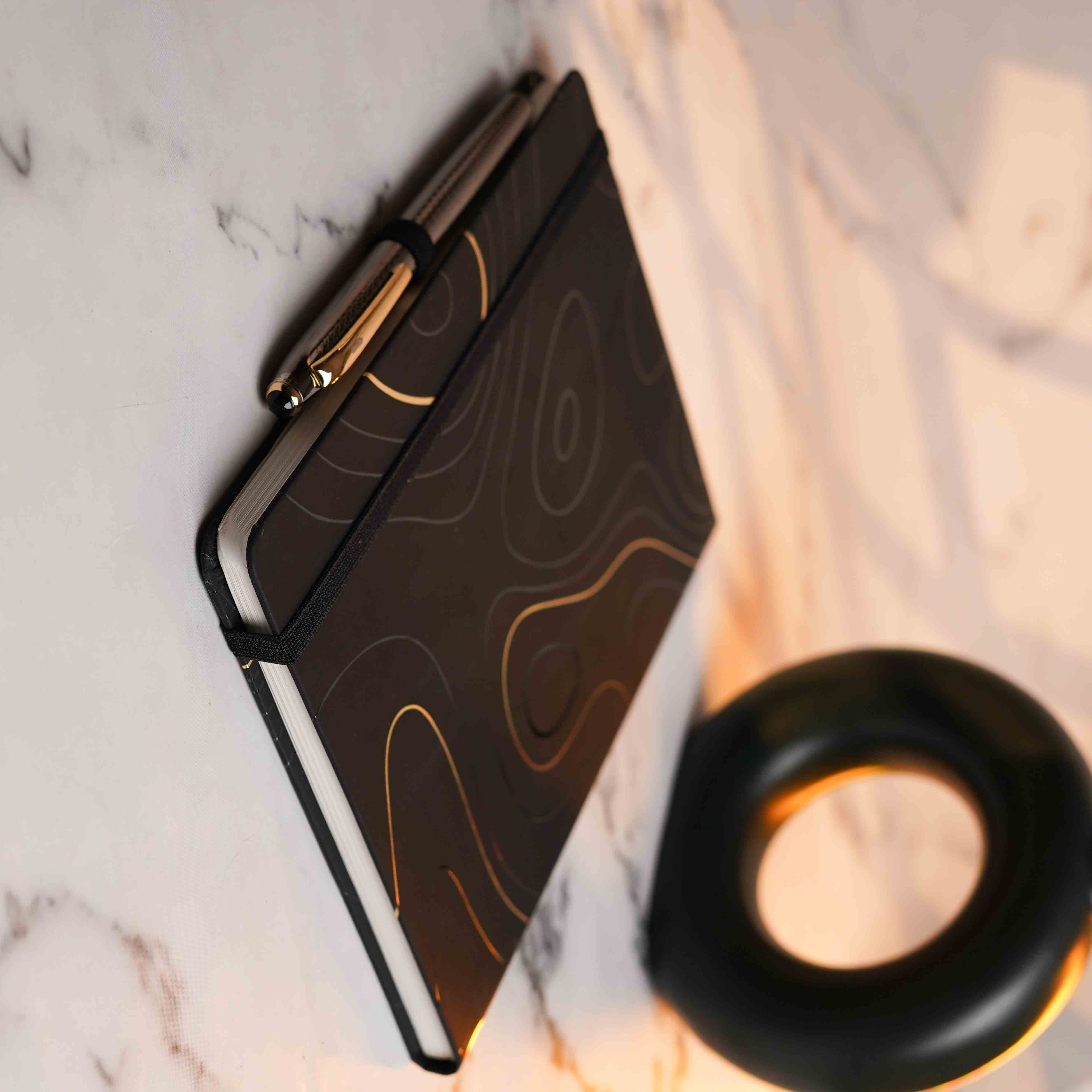 Matte Black Diary with Obsidian MagSnap Roller Ball Pen with Stylus