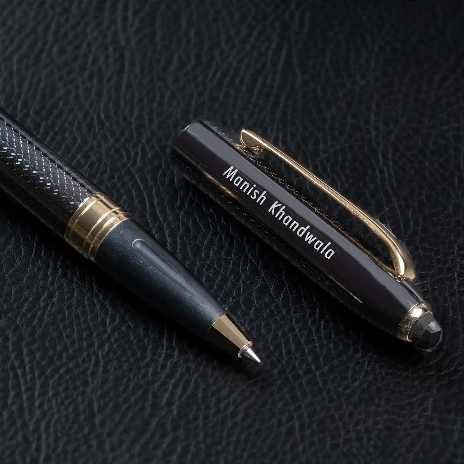 Matte Black Diary with Obsidian MagSnap Roller Ball Pen with Stylus - Image 7
