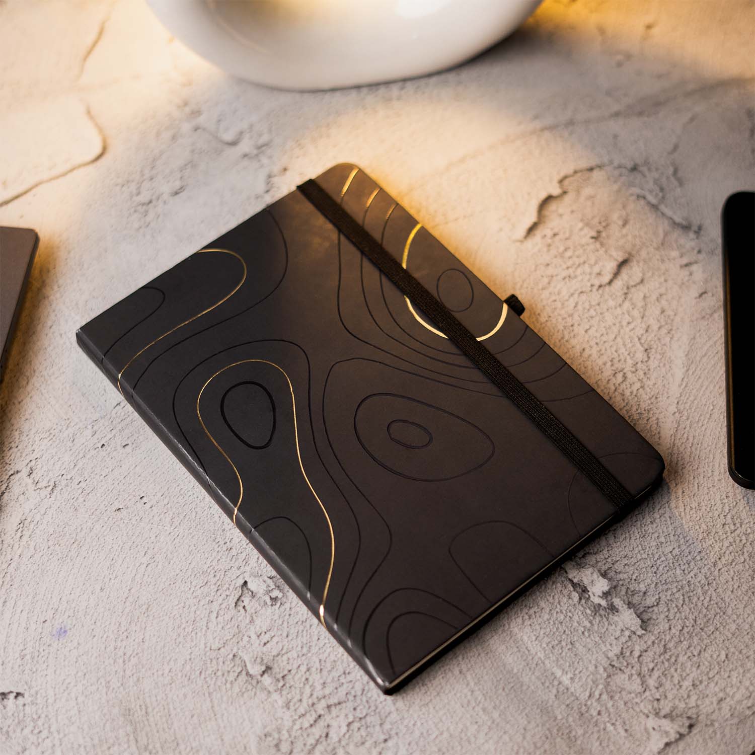 Matte Black Diary with Pyrite MagSnap Roller Ball Pen with Stylus - Image 4