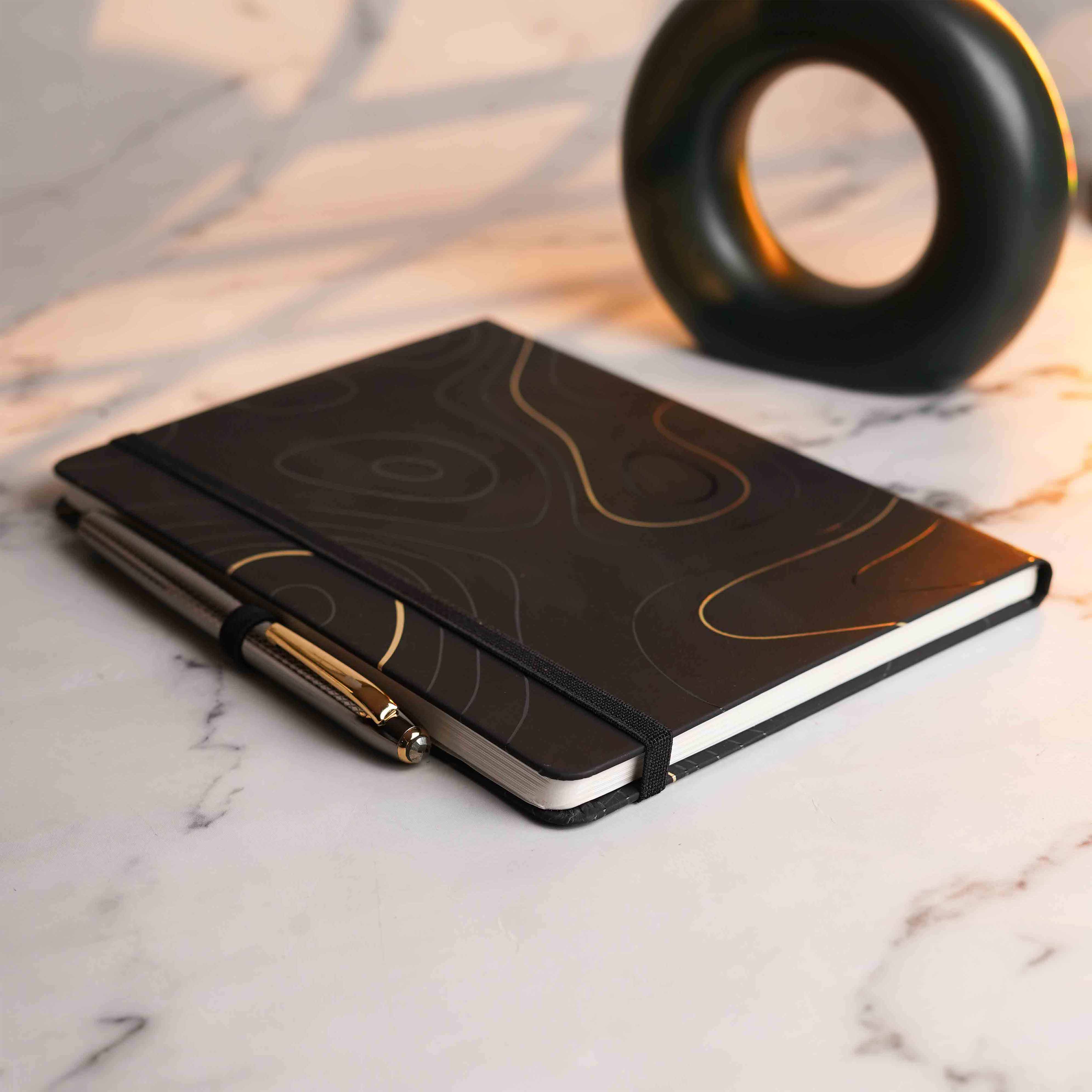 Matte Black Diary with Pyrite MagSnap Roller Ball Pen with Stylus - Image 6