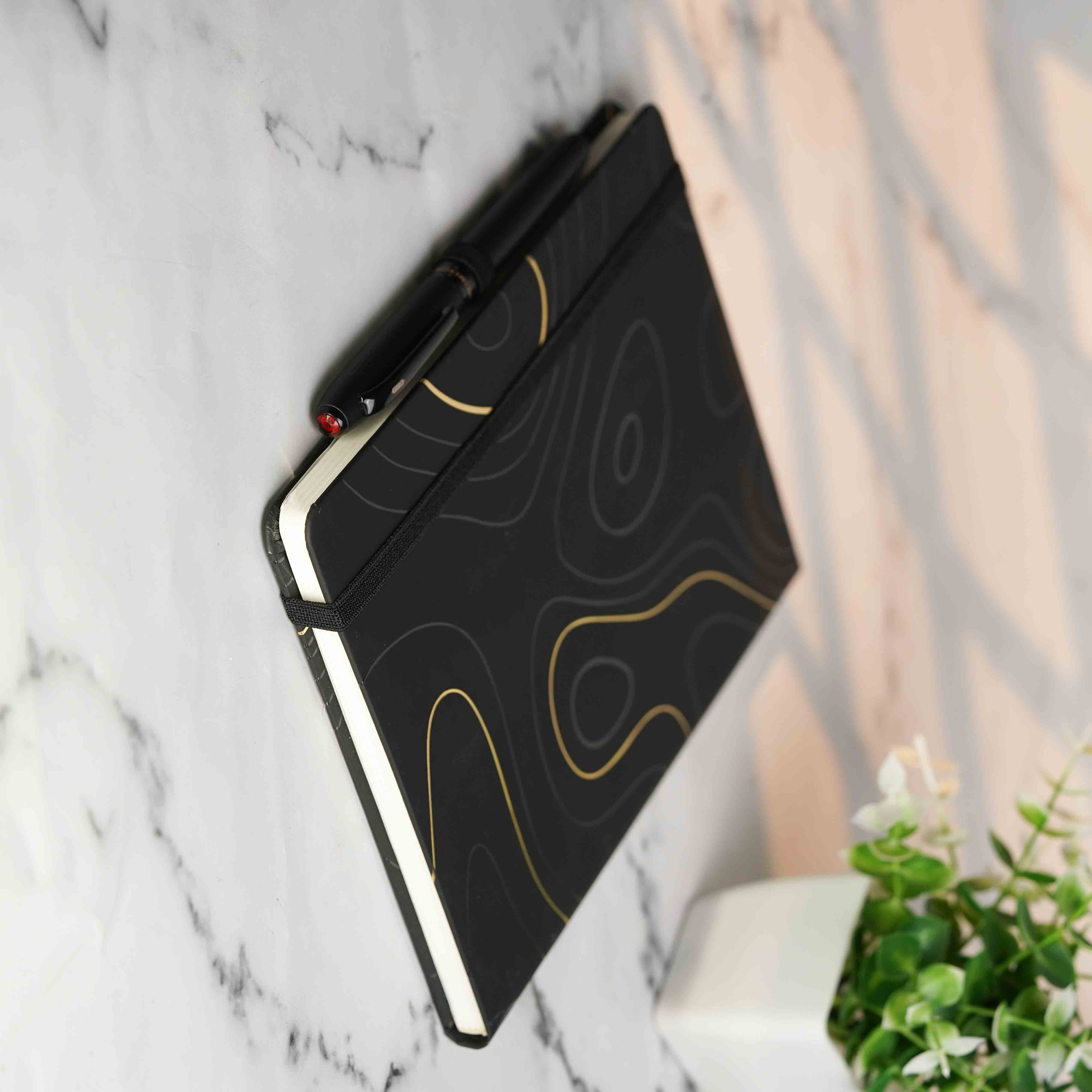 Matte Black Diary with Matte Black Garnet MagSnap Roller Ball Pen with Stylus - Image 6