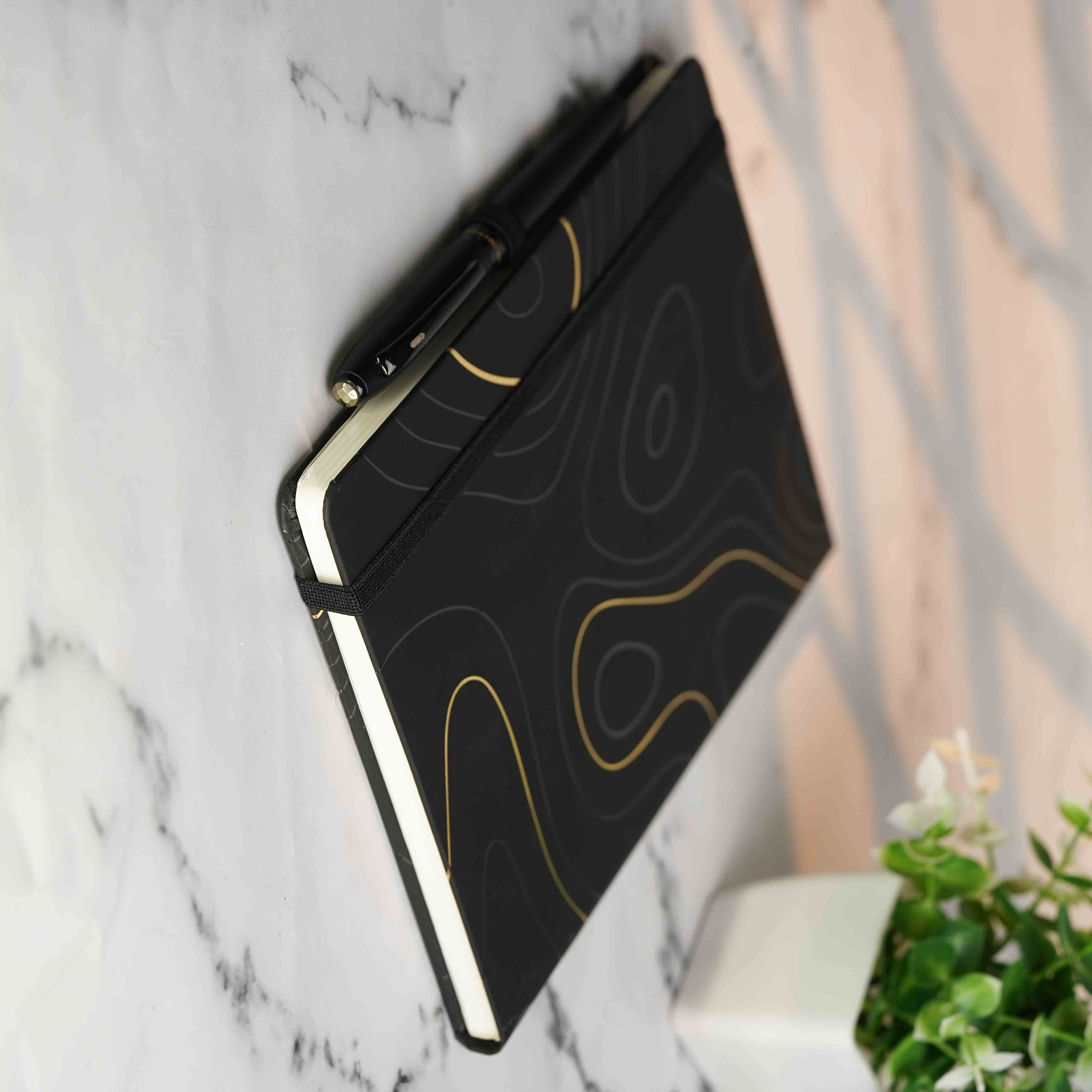 Matte Black Diary with Matte Black Pyrite MagSnap Roller Ball Pen with Stylus - Image 6