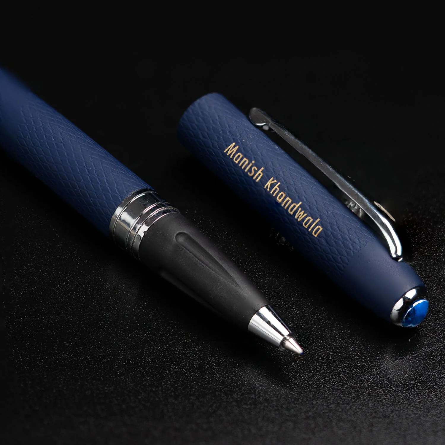 Matte Black Diary with Matte Blue Sapphire MagSnap Roller Ball Pen with Stylus - Image 7