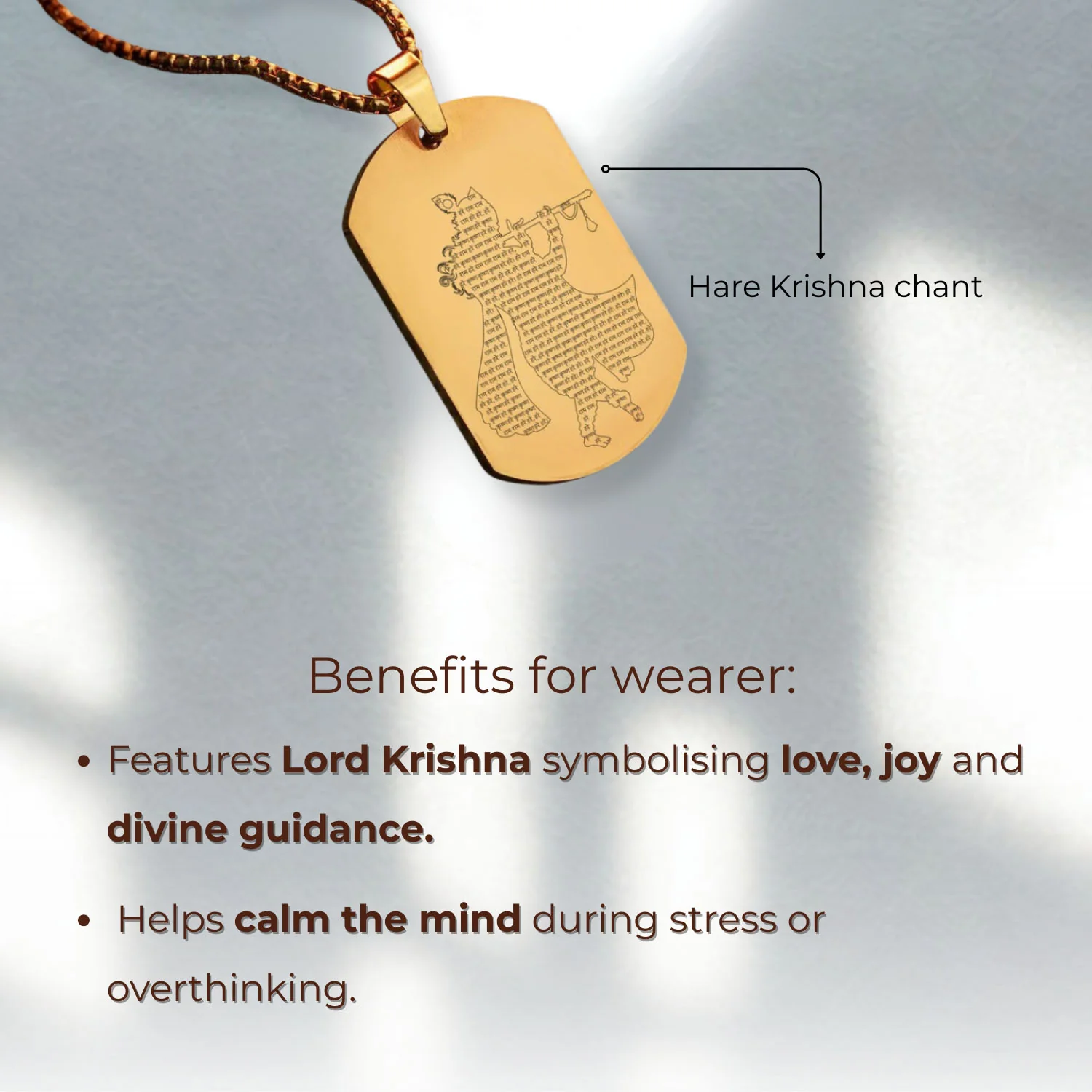 Hare Krishna MicroCarved Inlay Tag Necklace - Image 2
