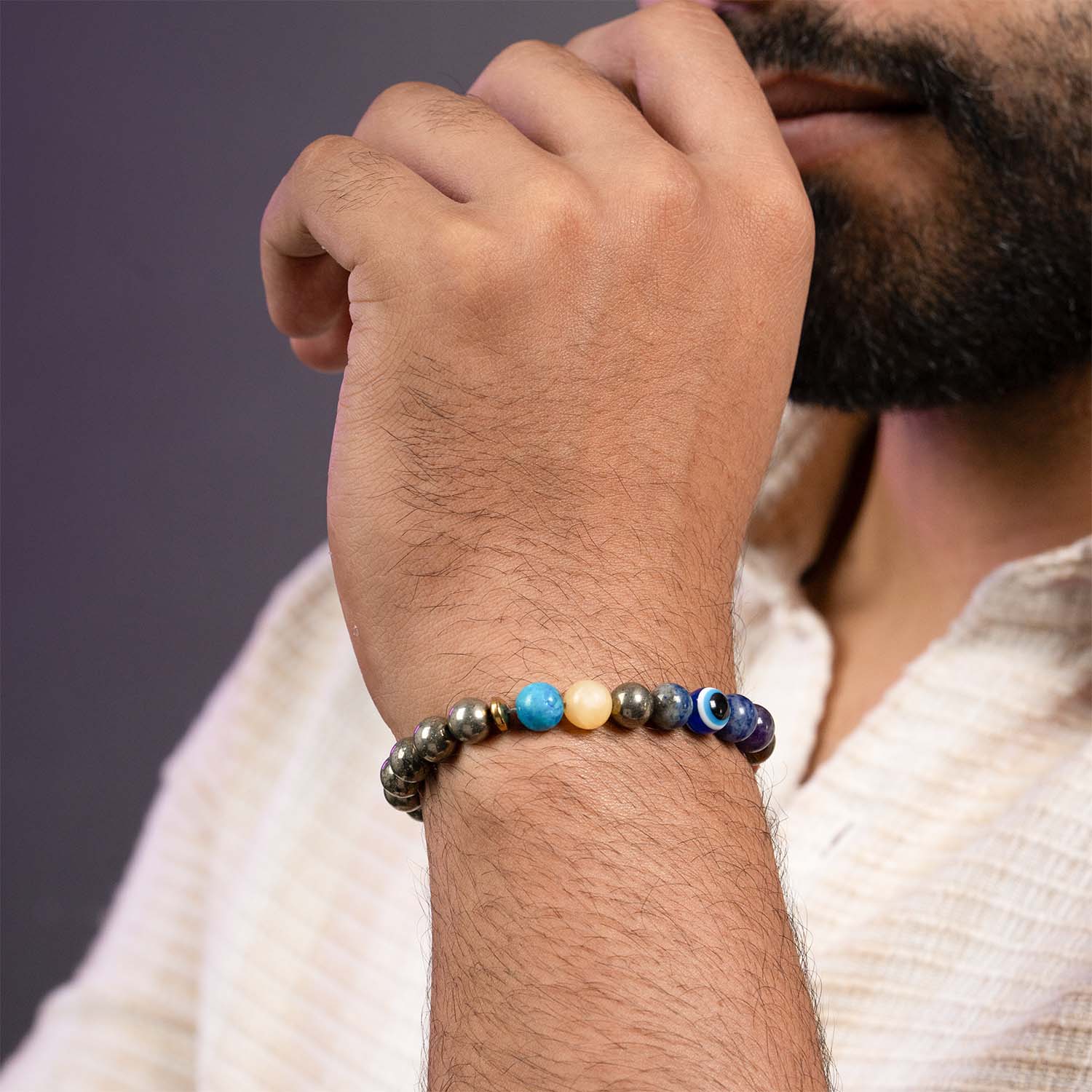 Money Magnet Pyrite 9 Chakra Natural Stone Bracelet - Image 3
