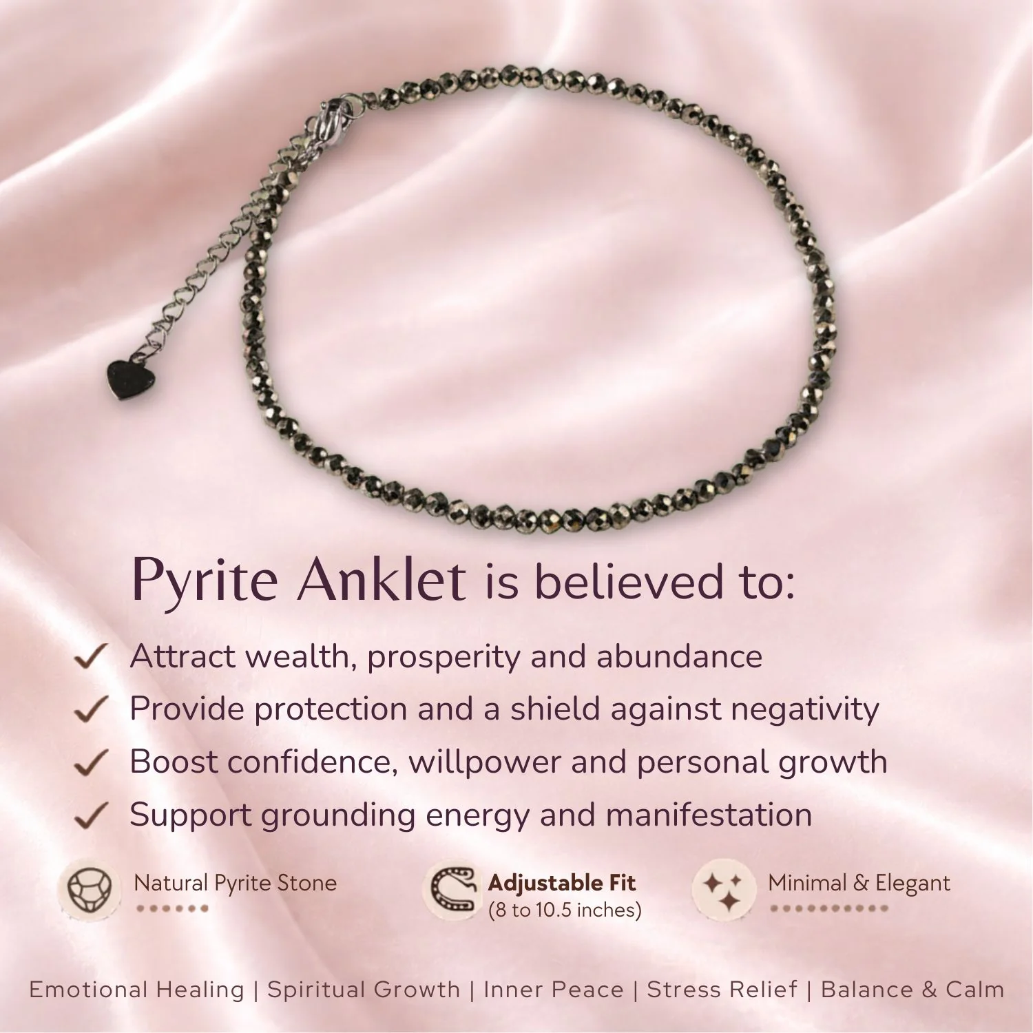 Money Magnet Pyrite Adjustable Anklet - Image 3